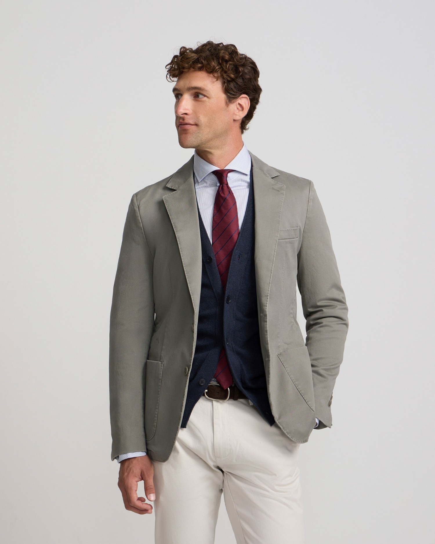 Americana casual de hombre de corte recto - Silbon - Kaki Kaki-3