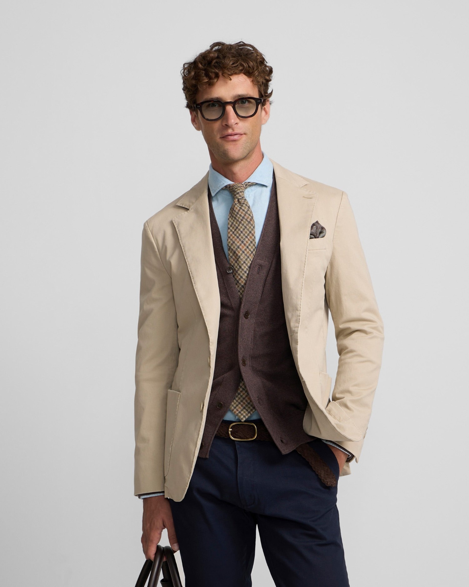 Americana casual de hombre de corte recto - Silbon - Beige Beige-3