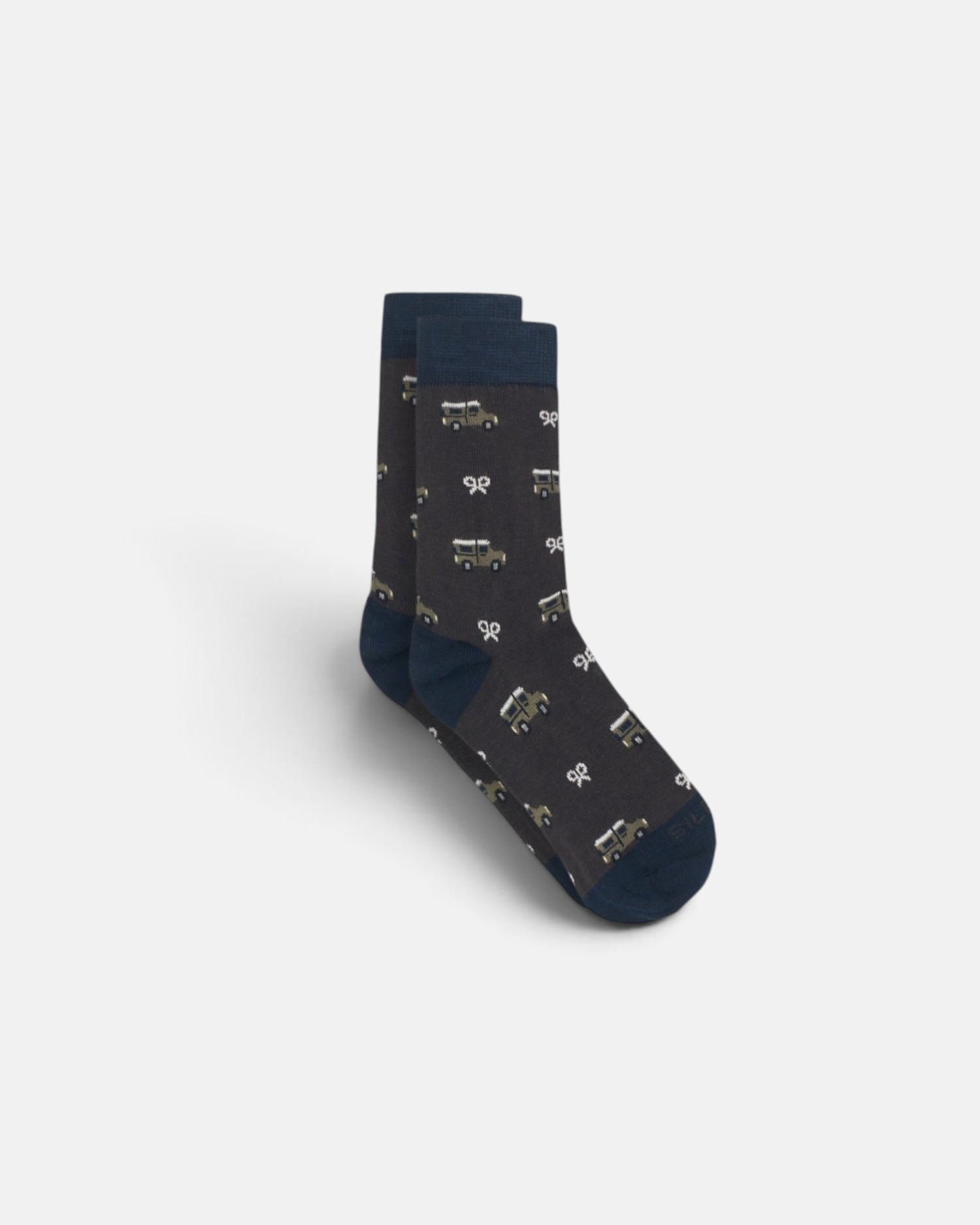 Calcetines de niño con coches - Silbon - Marrón Marrón-1