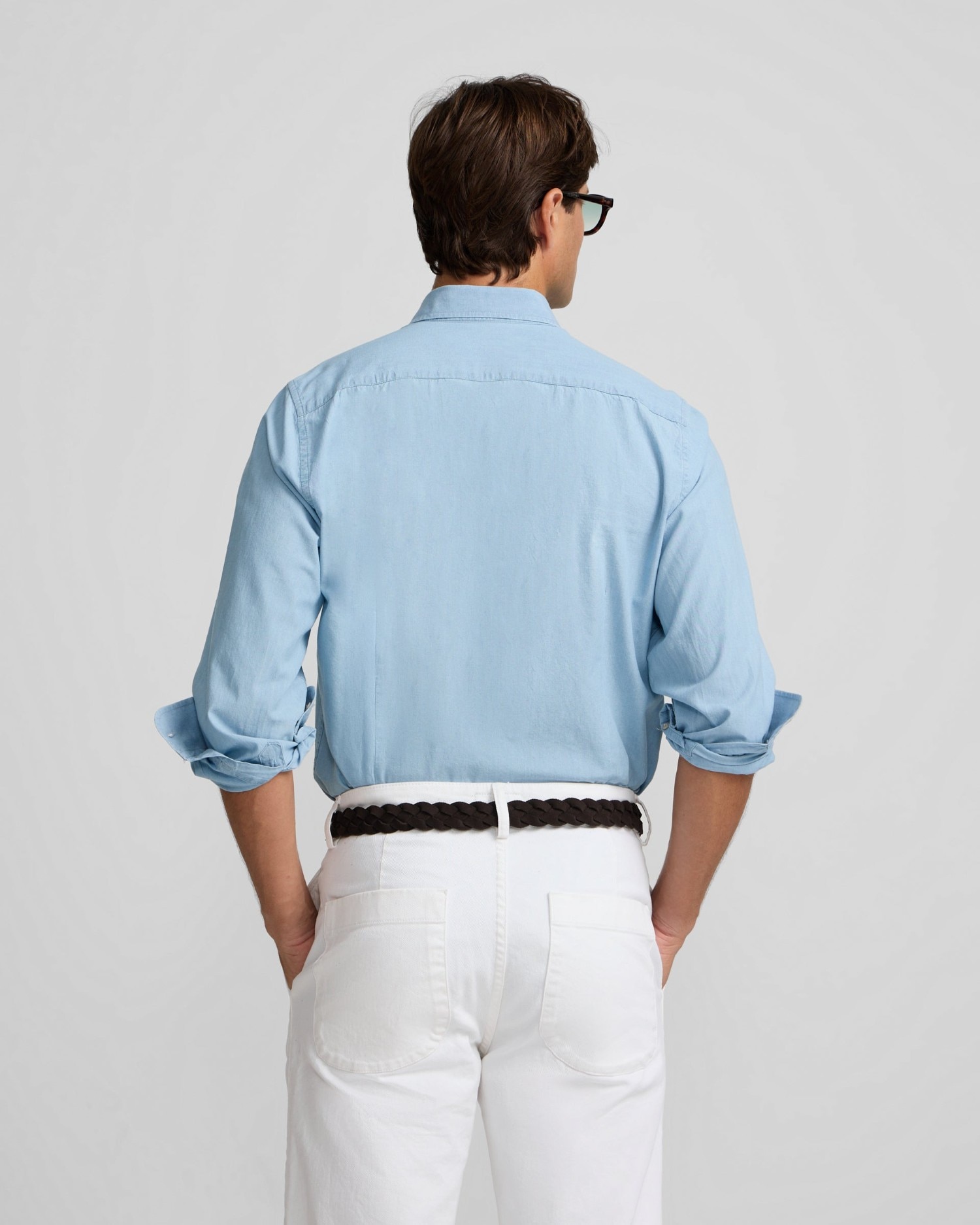 Camisa sport de hombre denim con cuello de botones - Silbon - Azul claro Azul claro-2