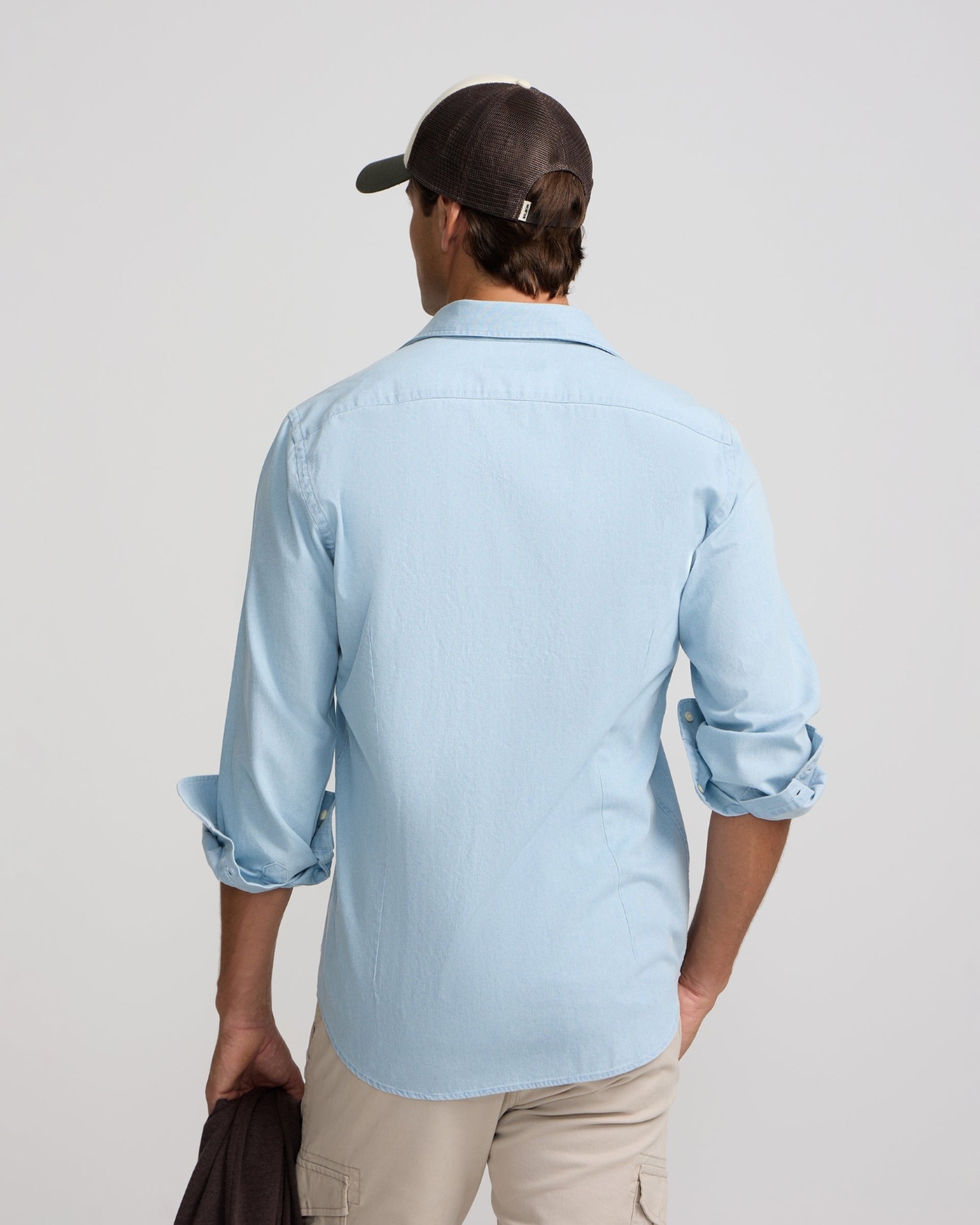 Camisa sport de hombre denim con cuello cutaway - Silbon - Azul claro Azul claro-2