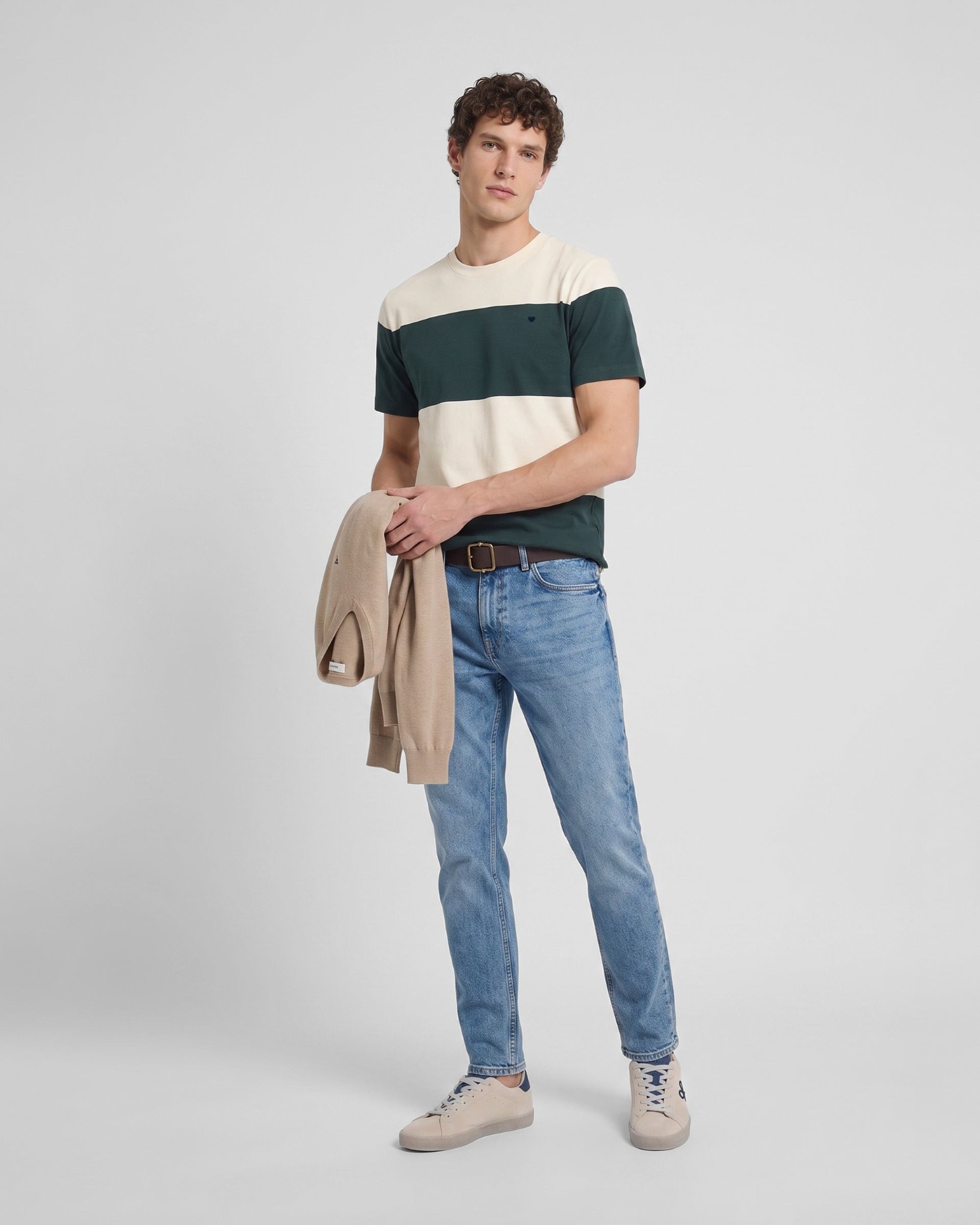 Imagen 3 de Camiseta de hombre de raya ancha - Silbon - Verde oscuro Verde oscuro