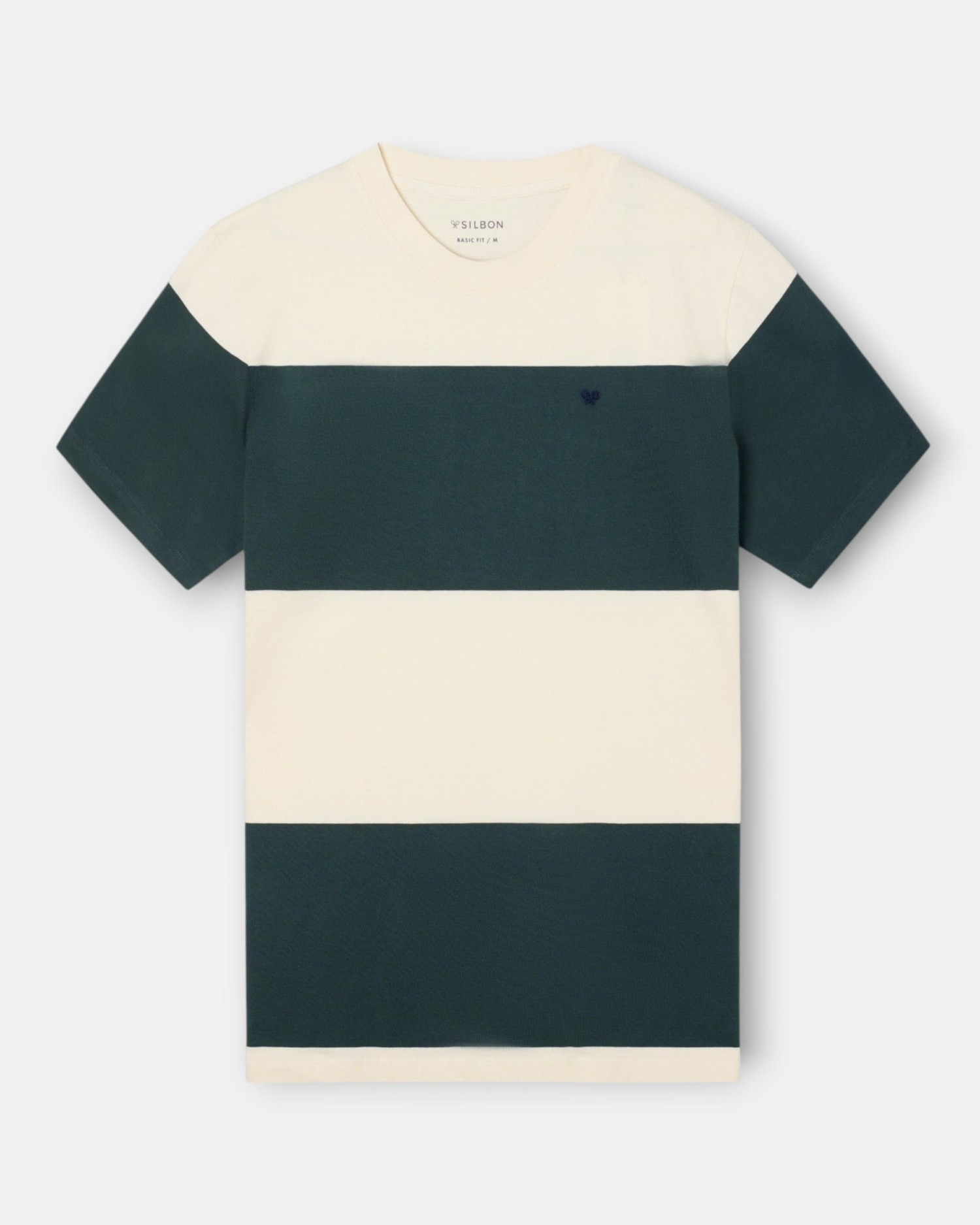 Imagen 5 de Camiseta de hombre de raya ancha - Silbon - Verde oscuro Verde oscuro