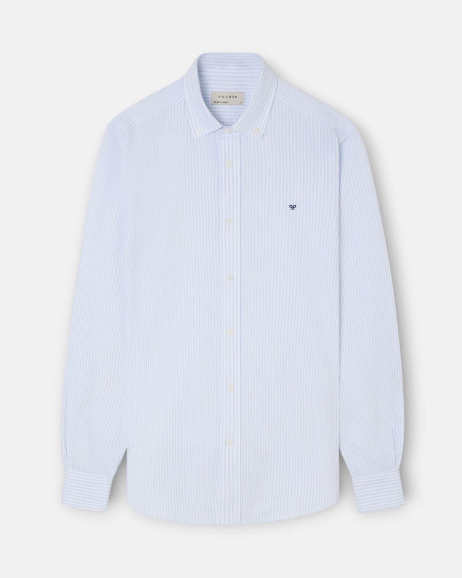 Camisa sport de hombre oxford raya media - Silbon - Azul celeste Azul celeste-1