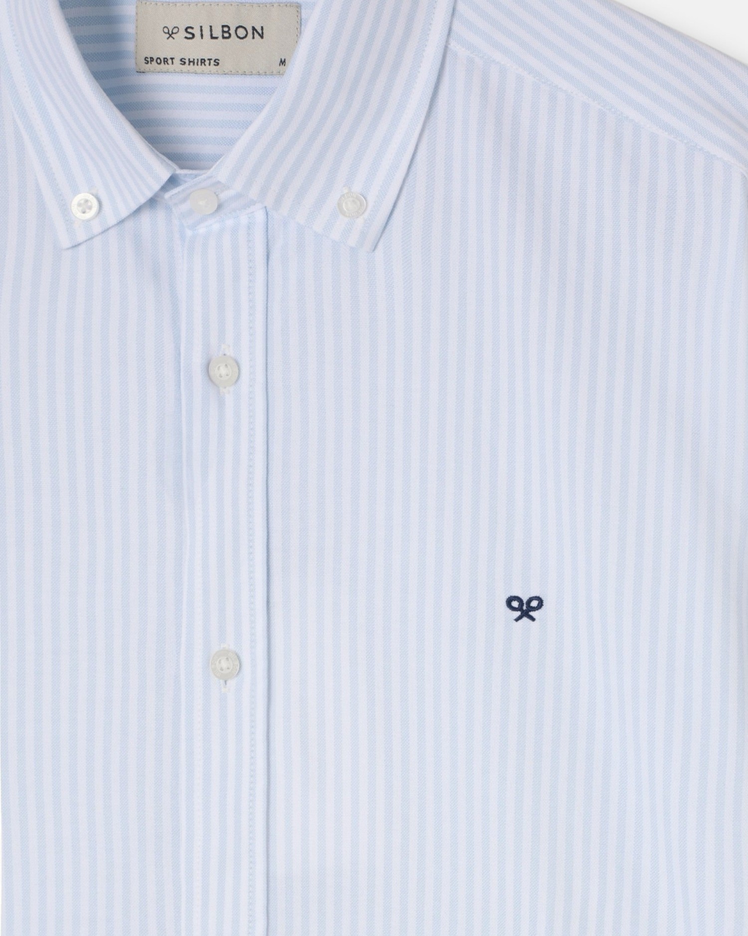 Camisa sport de hombre oxford raya media - Silbon - Azul celeste Azul celeste-3
