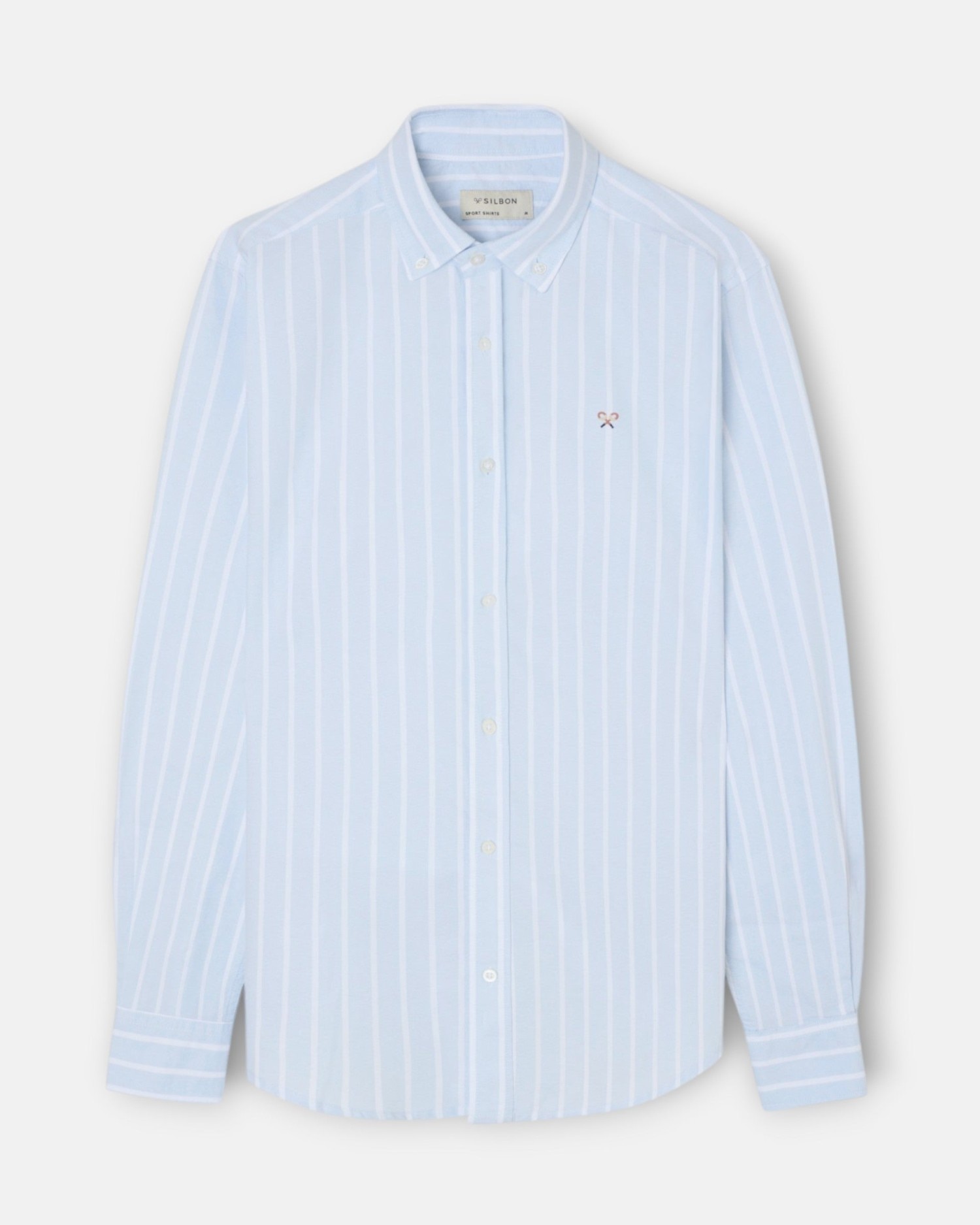 Camisa sport de hombre oxford raya ancha - Silbon - Azul celeste Azul celeste-1