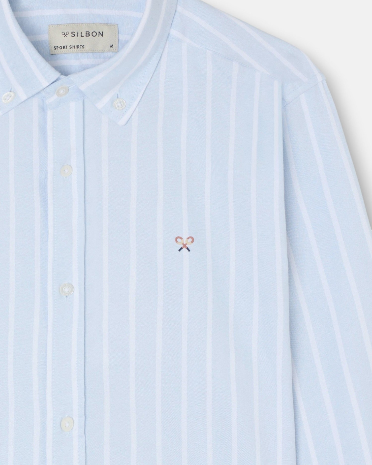 Camisa sport de hombre oxford raya ancha - Silbon - Azul celeste Azul celeste-3