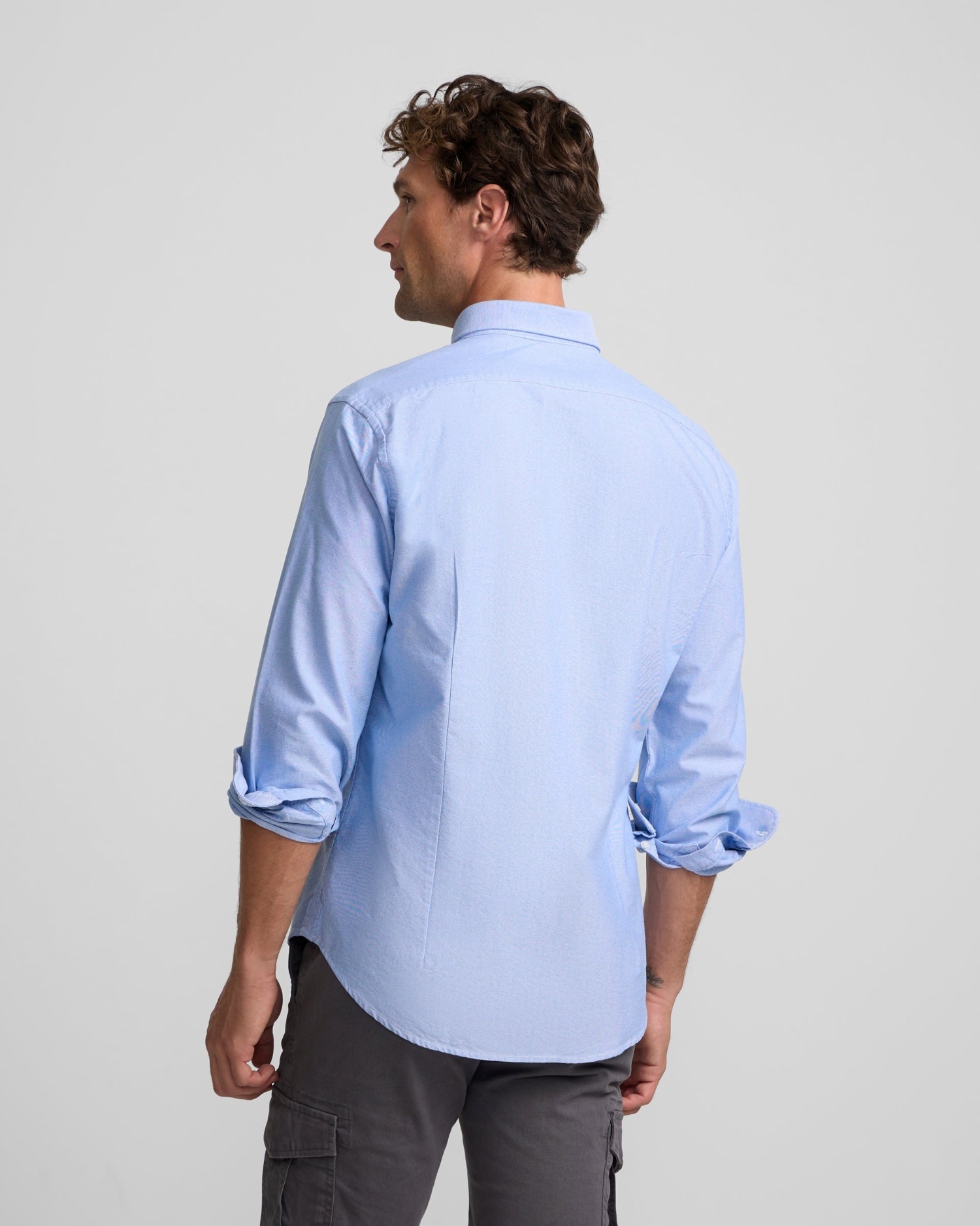 Camisa oxford de hombre con cuello buttondown - Silbon - Azul Azul-2