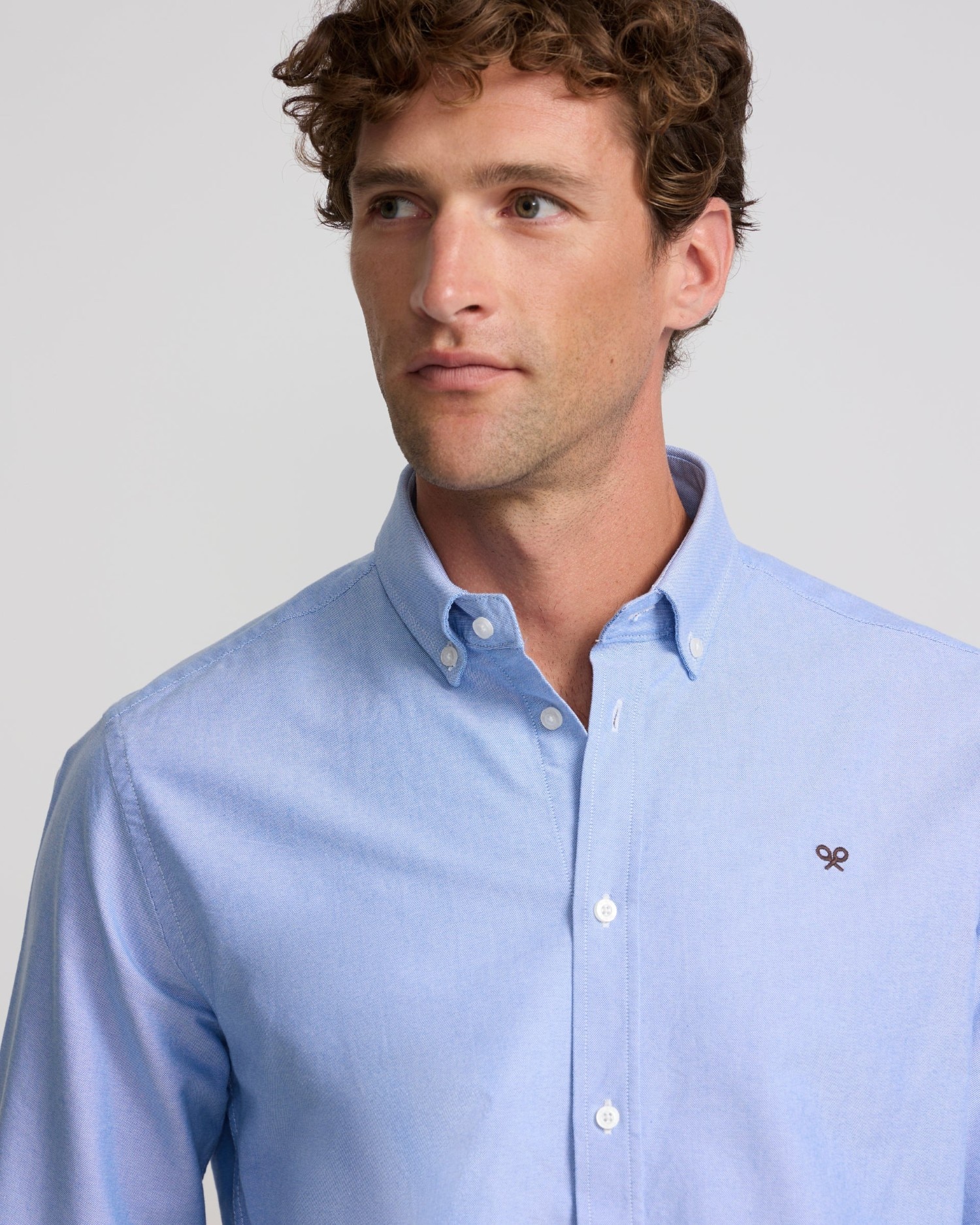 Camisa oxford de hombre con cuello buttondown - Silbon - Azul Azul-3