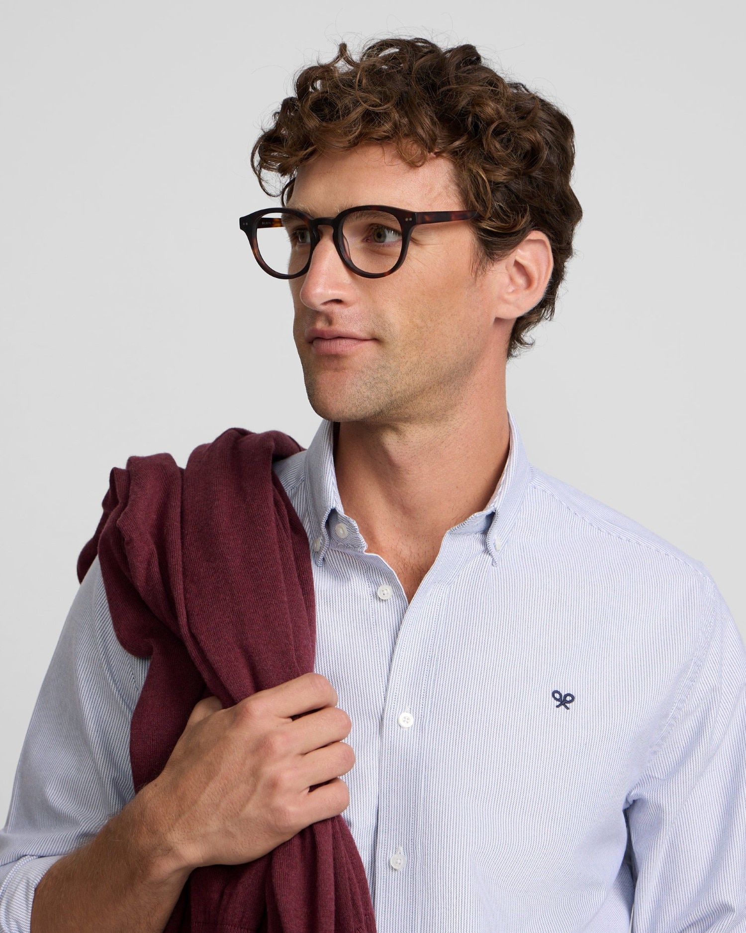 Camisa oxford de hombre de mil rayas - Silbon - Azul marino Azul marino-3