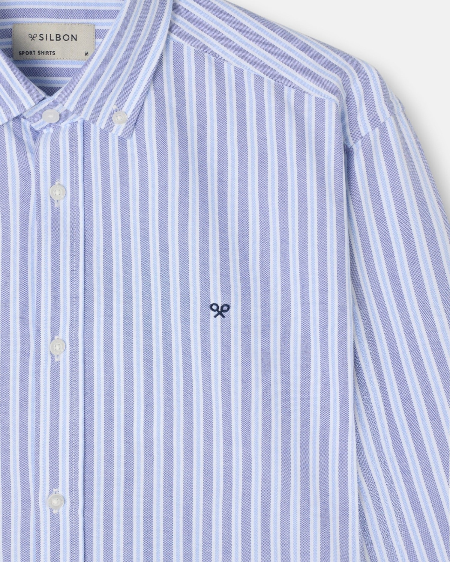 Camisa sport de hombre oxford raya bicolor - Silbon - Azul marino Azul marino-3