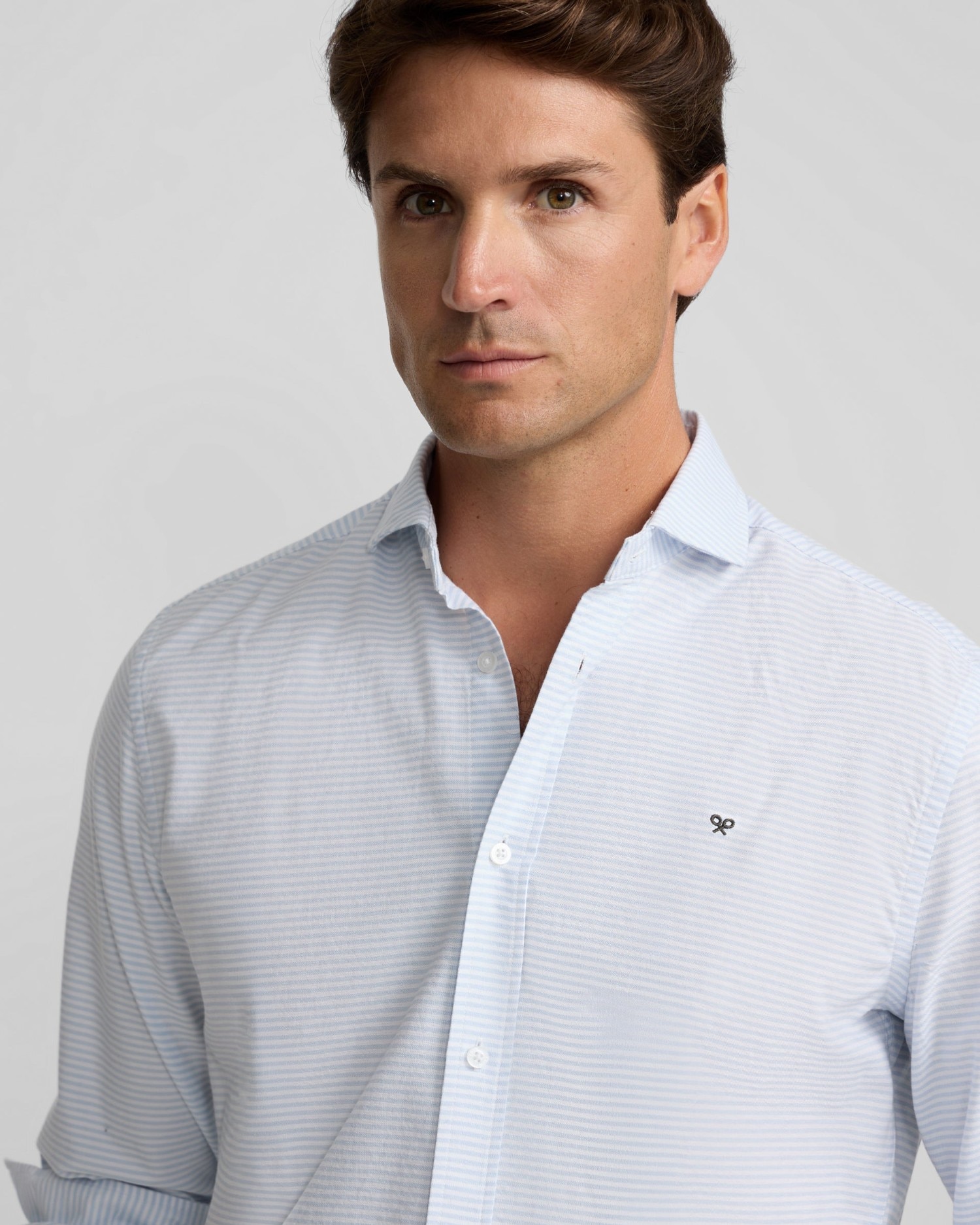 Camisa sport de hombre oxford rayas horizontales - Silbon - Azul celeste Azul celeste-3