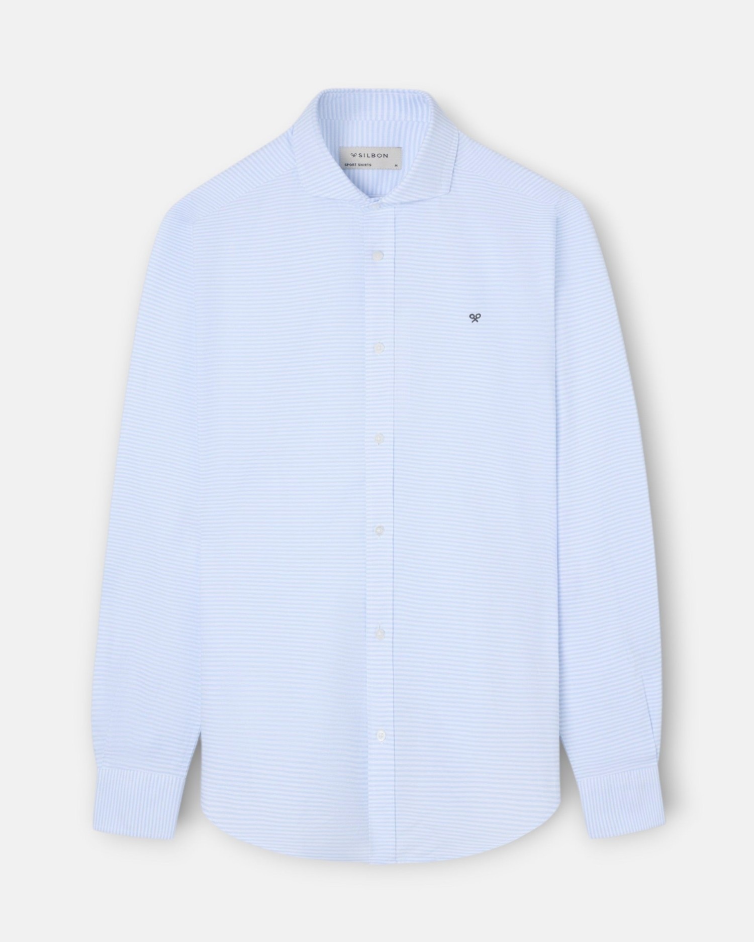 Camisa sport de hombre oxford rayas horizontales - Silbon - Azul celeste Azul celeste-5