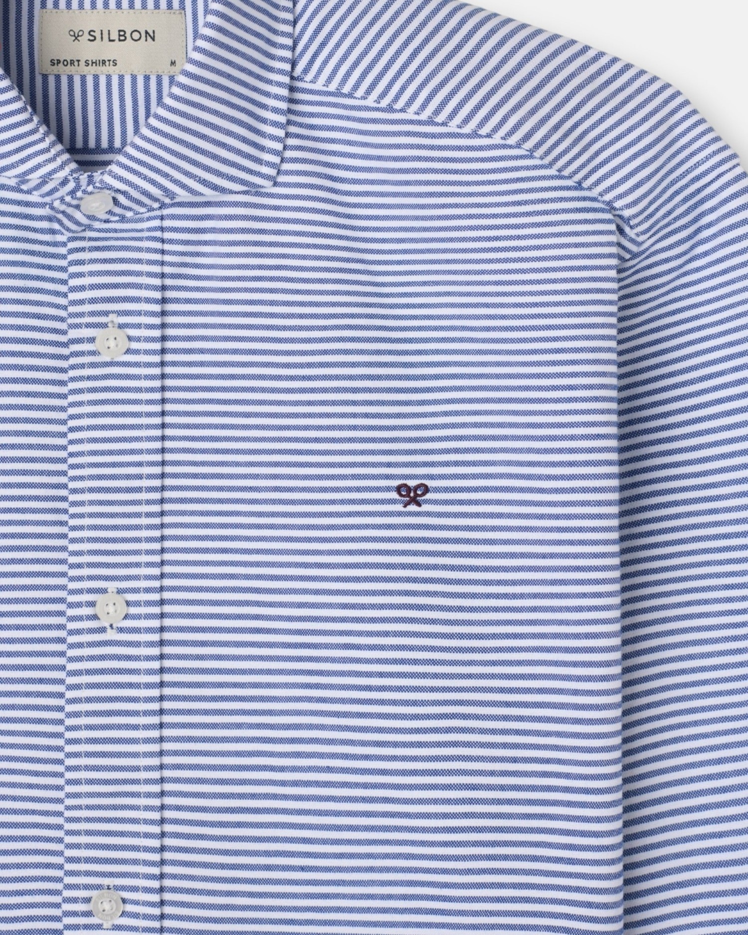 Camisa sport de hombre oxford rayas horizontales - Silbon - Azul marino Azul marino-3