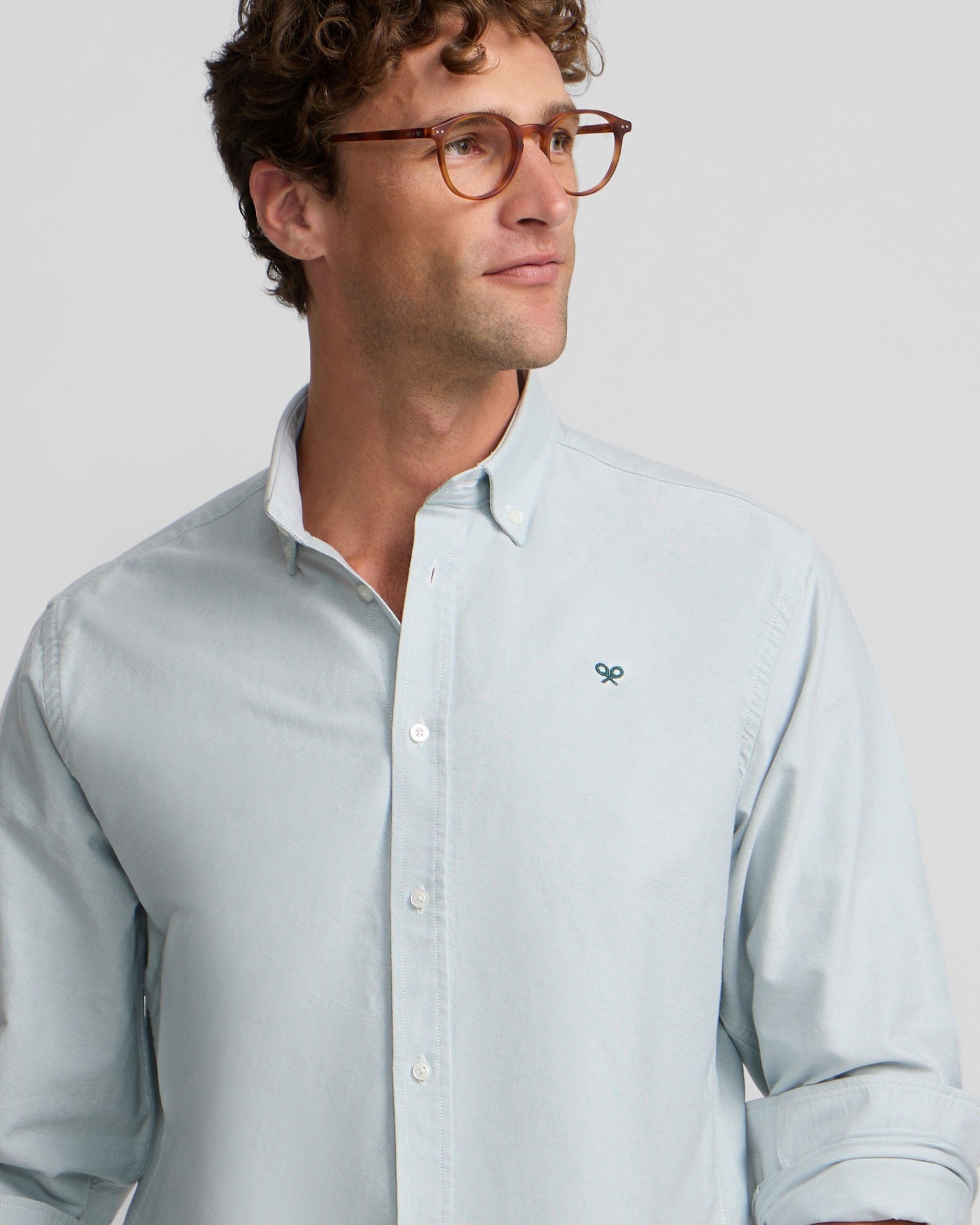 Camisa oxford de hombre con cuello buttondown - Silbon - Verde Verde-3