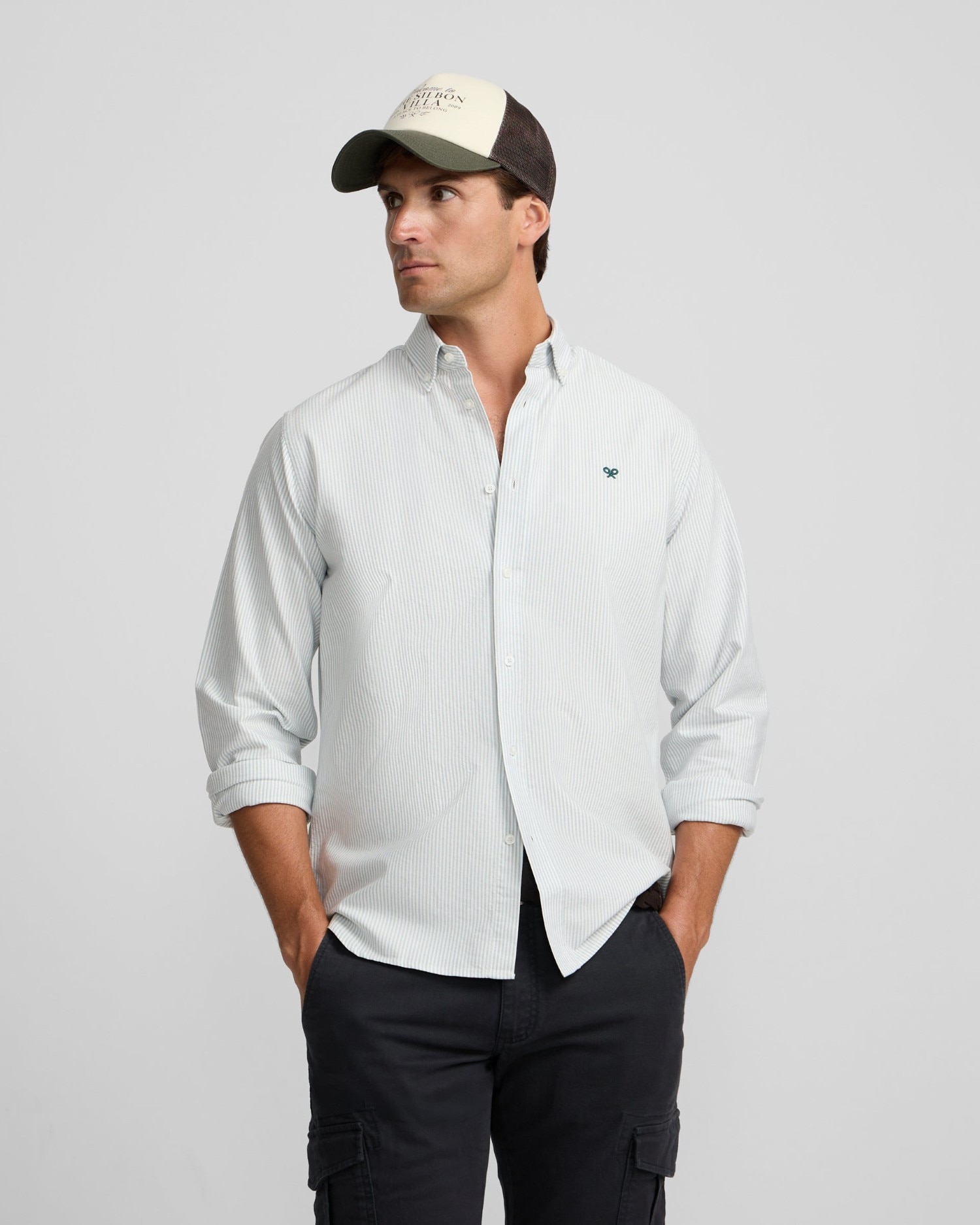Camisa sport de hombre oxford rayas - Silbon - Verde Verde-1