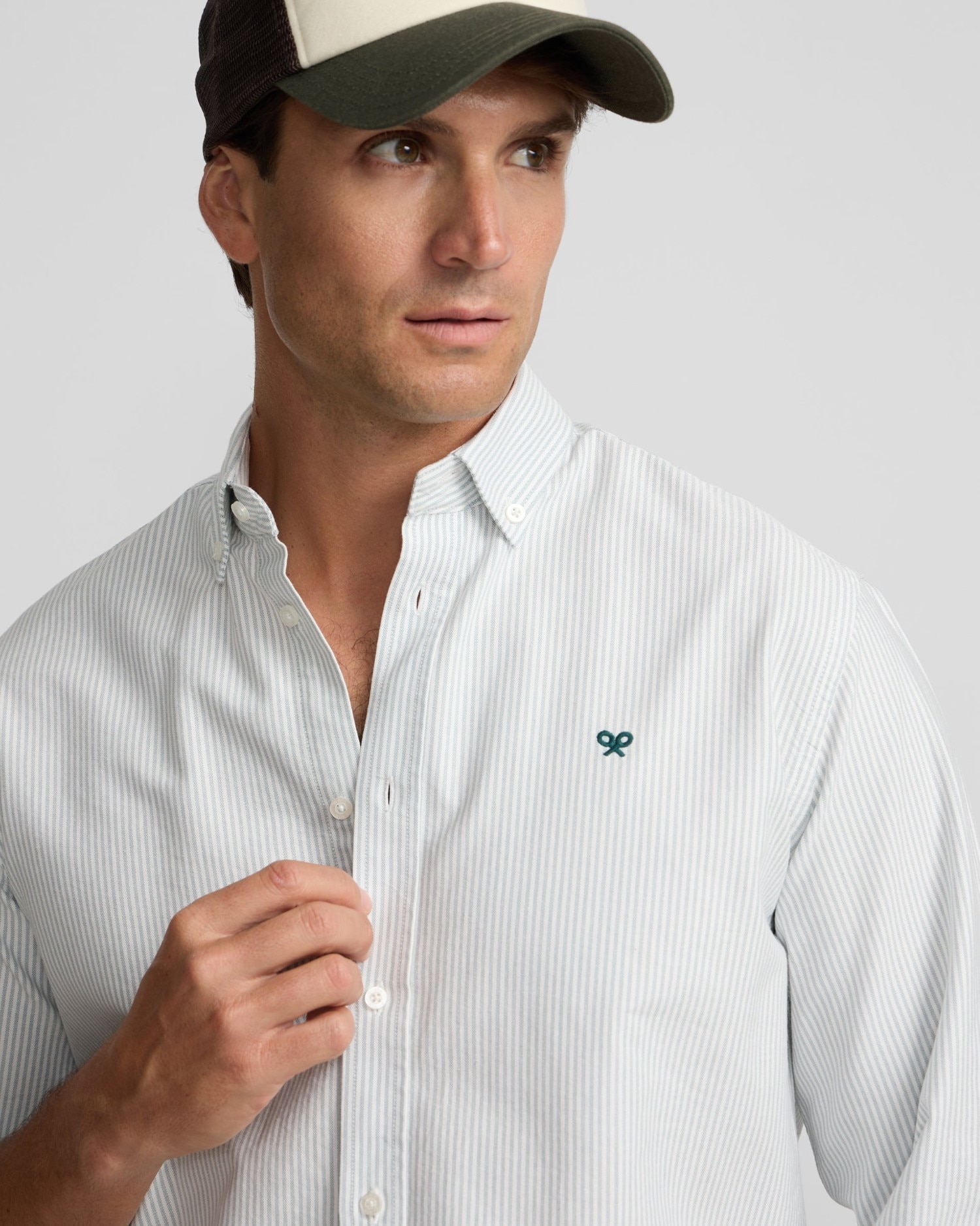 Camisa sport de hombre oxford rayas - Silbon - Verde Verde-3