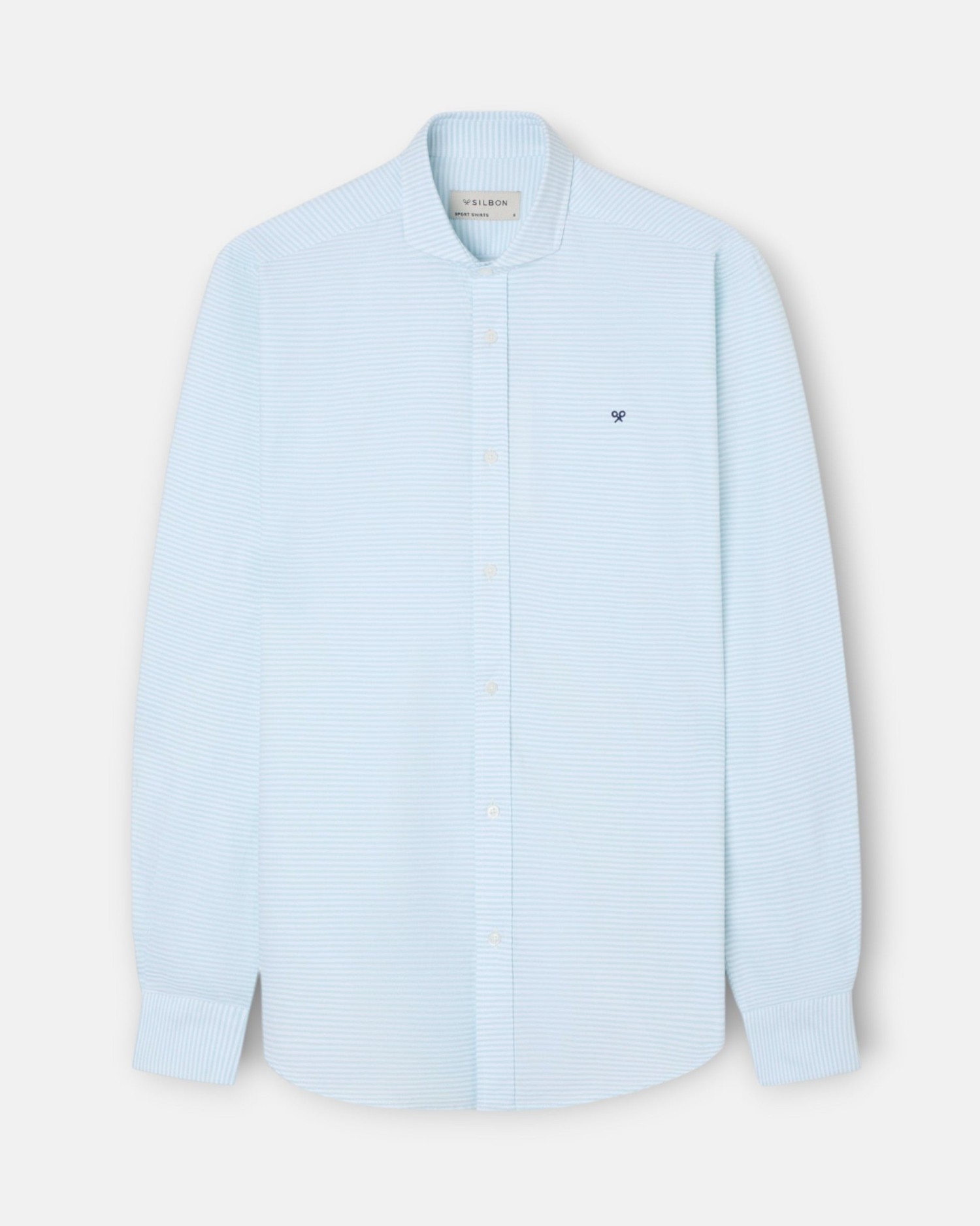 Camisa sport de hombre oxford de rayas horizontales - Silbon - Verde Verde-1