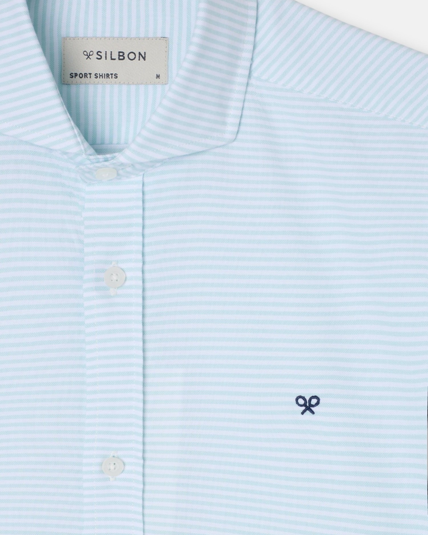 Camisa sport de hombre oxford de rayas horizontales - Silbon - Verde Verde-3