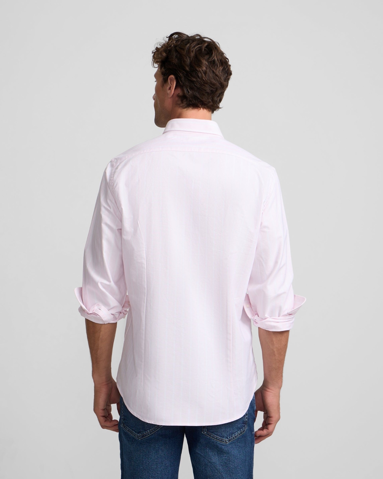 Camisa oxford de hombre de raya ancha - Silbon - Rosa Rosa-2