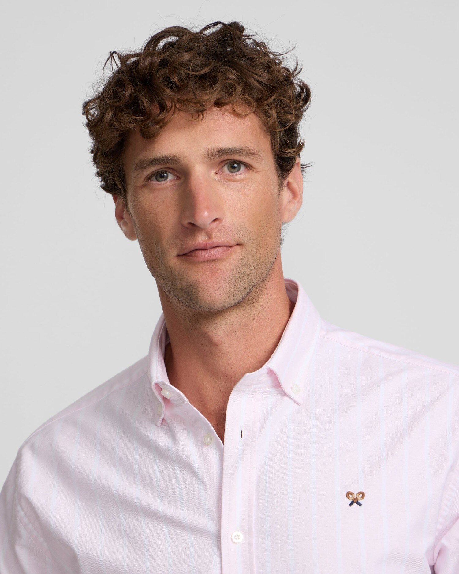 Camisa oxford de hombre de raya ancha - Silbon - Rosa Rosa-3