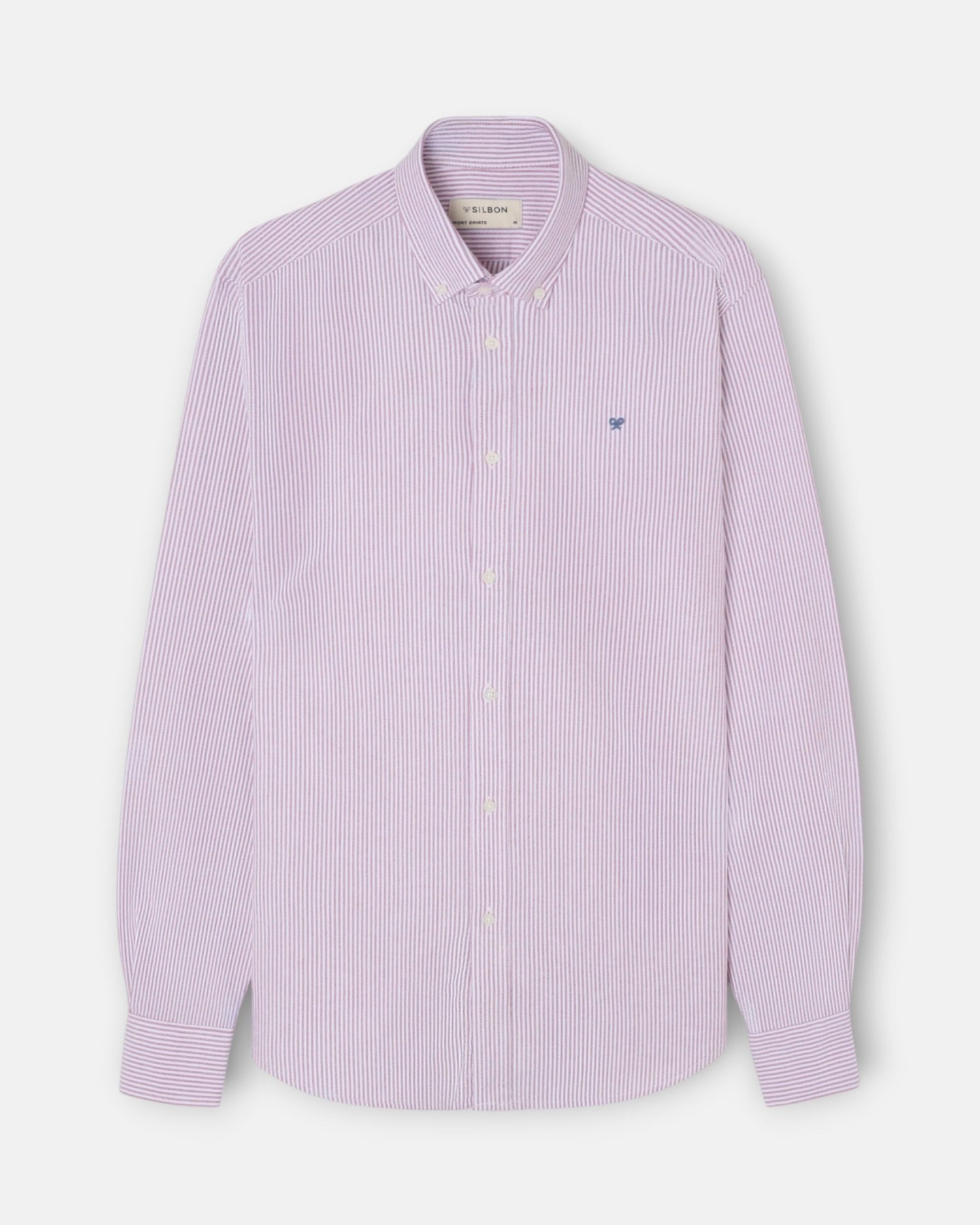 Camisa sport de hombre oxford rayas - Silbon - Burdeos Burdeos-1