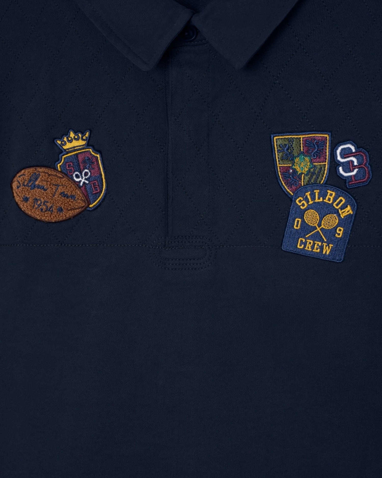 Polo de hombre manga larga parches - Silbon - Azul marino Azul marino-2