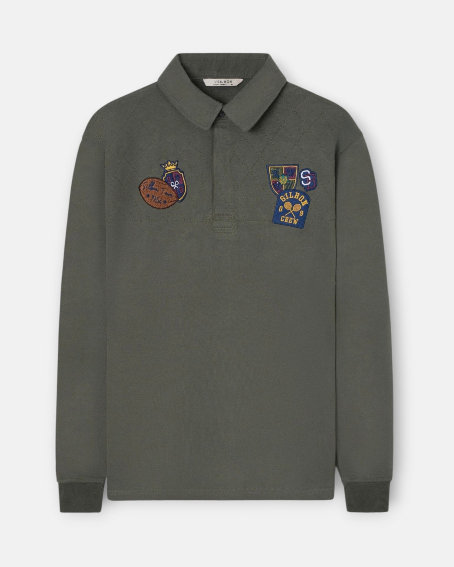 Polo de hombre manga larga parches - Silbon - Verde Verde-1