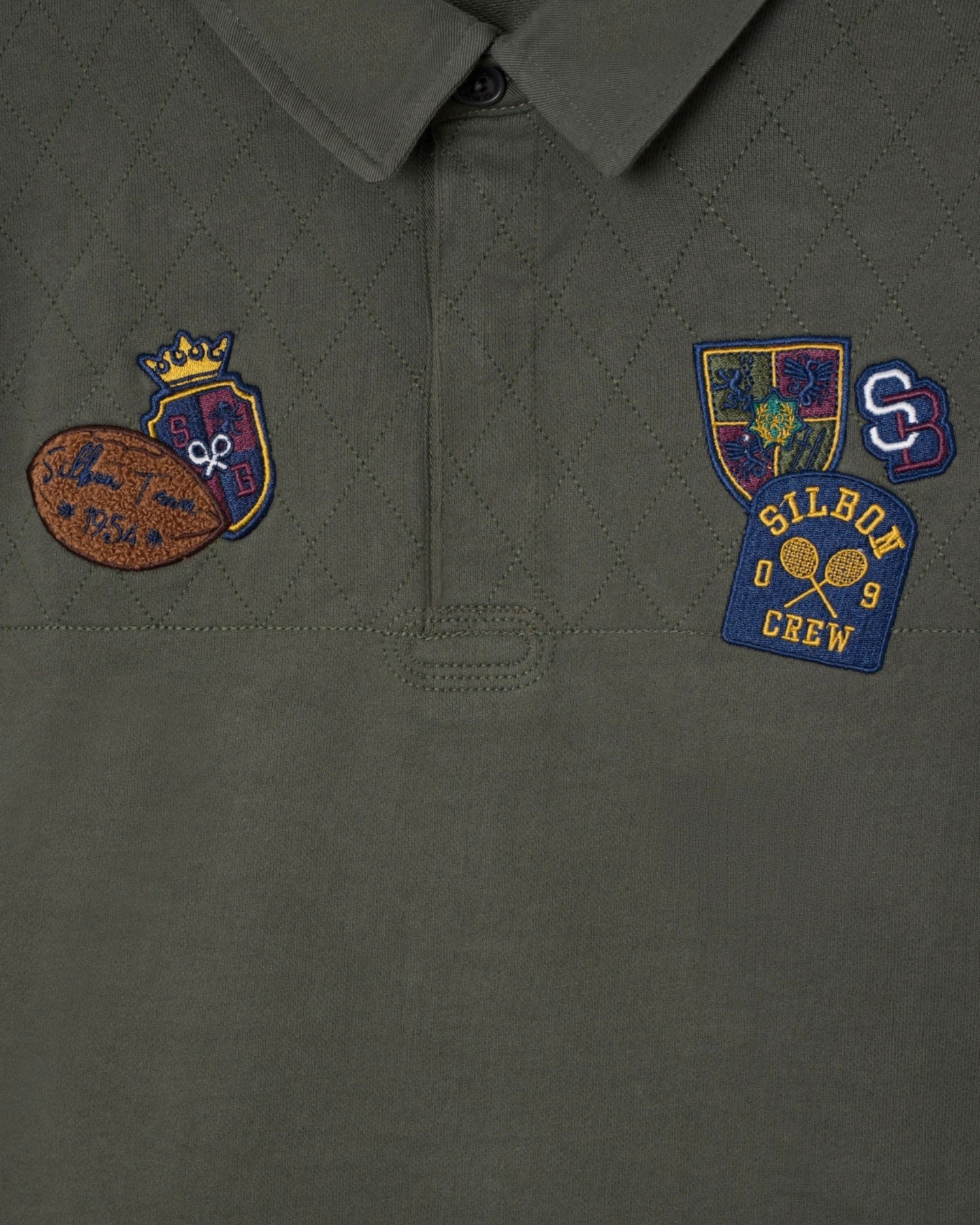 Polo de hombre manga larga parches - Silbon - Verde Verde-3