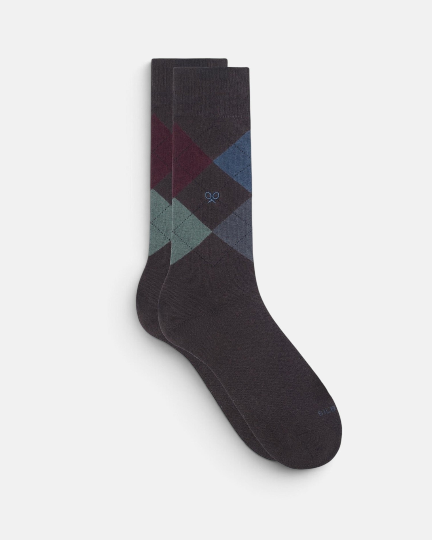Calcetín de hombre rombos colores - Silbon - Marrón Marrón-1