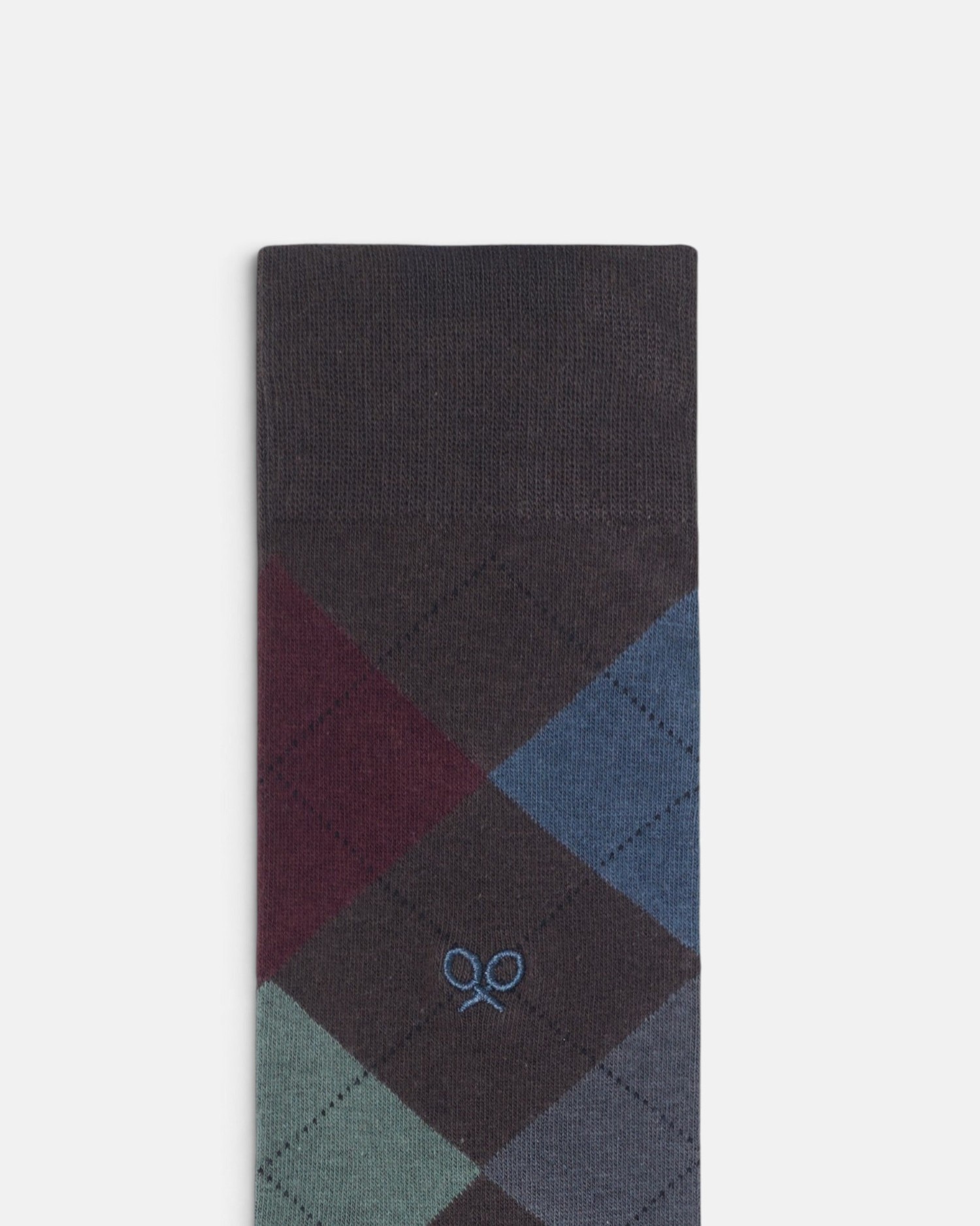 Calcetín de hombre rombos colores - Silbon - Marrón Marrón-2