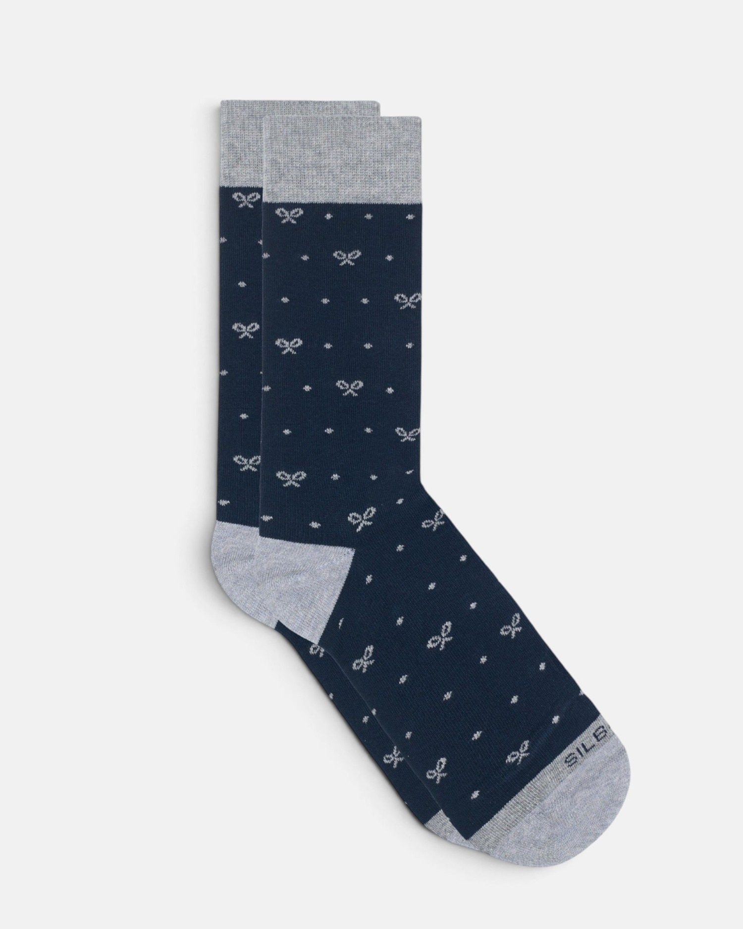 Calcetín Silbon motivos lunares verde de hombre - Gris Gris-1