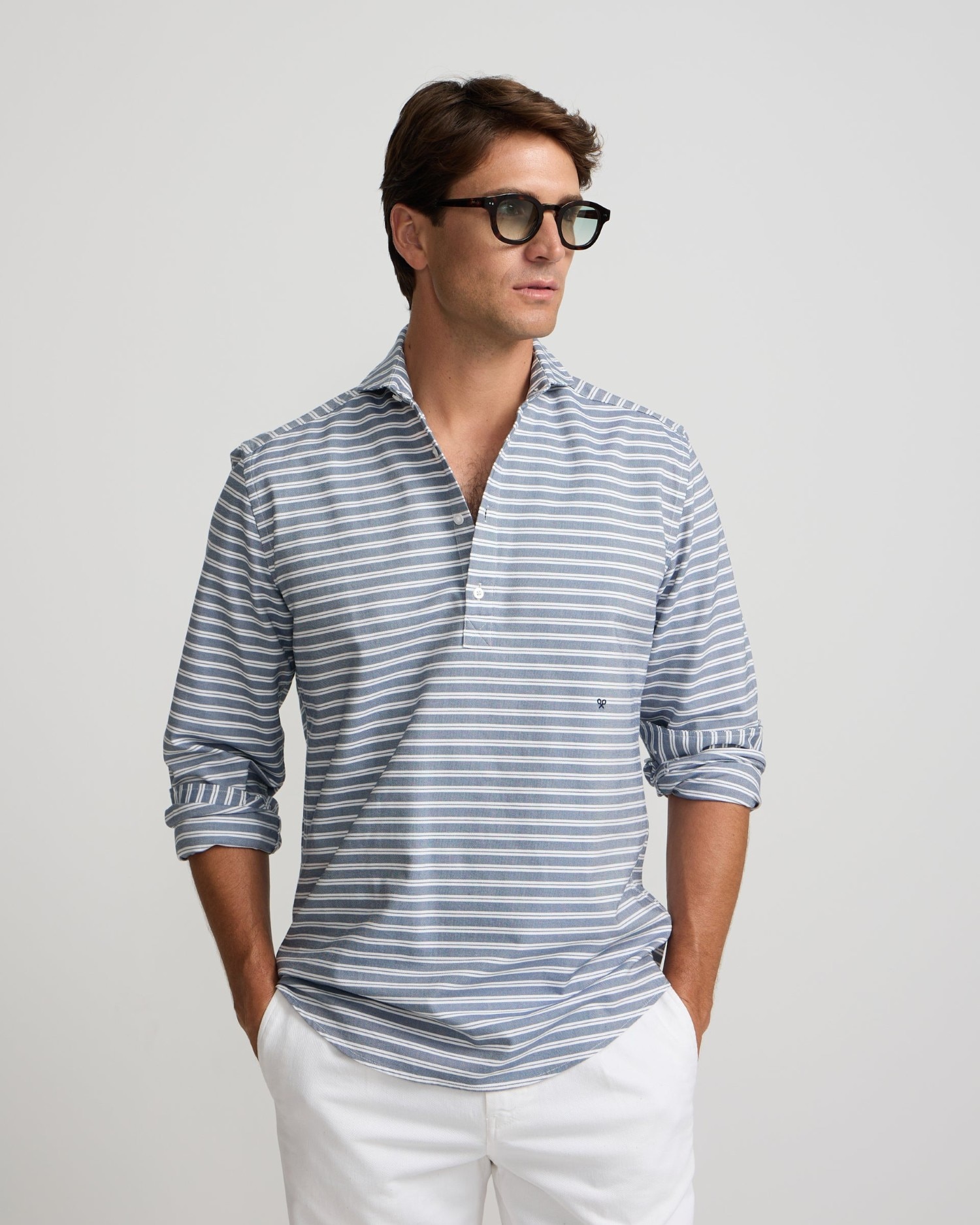 Imagen 0 de Polera de hombre oxford raya horizontal Azul marino