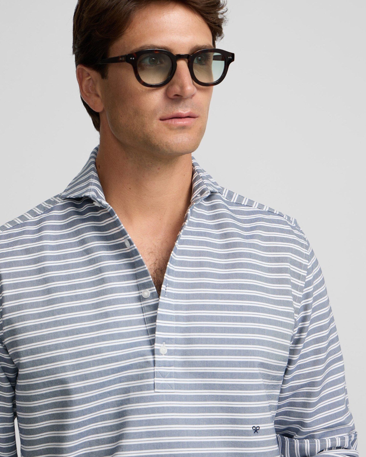 Polera de hombre oxford raya horizontal - Silbon - Azul marino Azul marino-3
