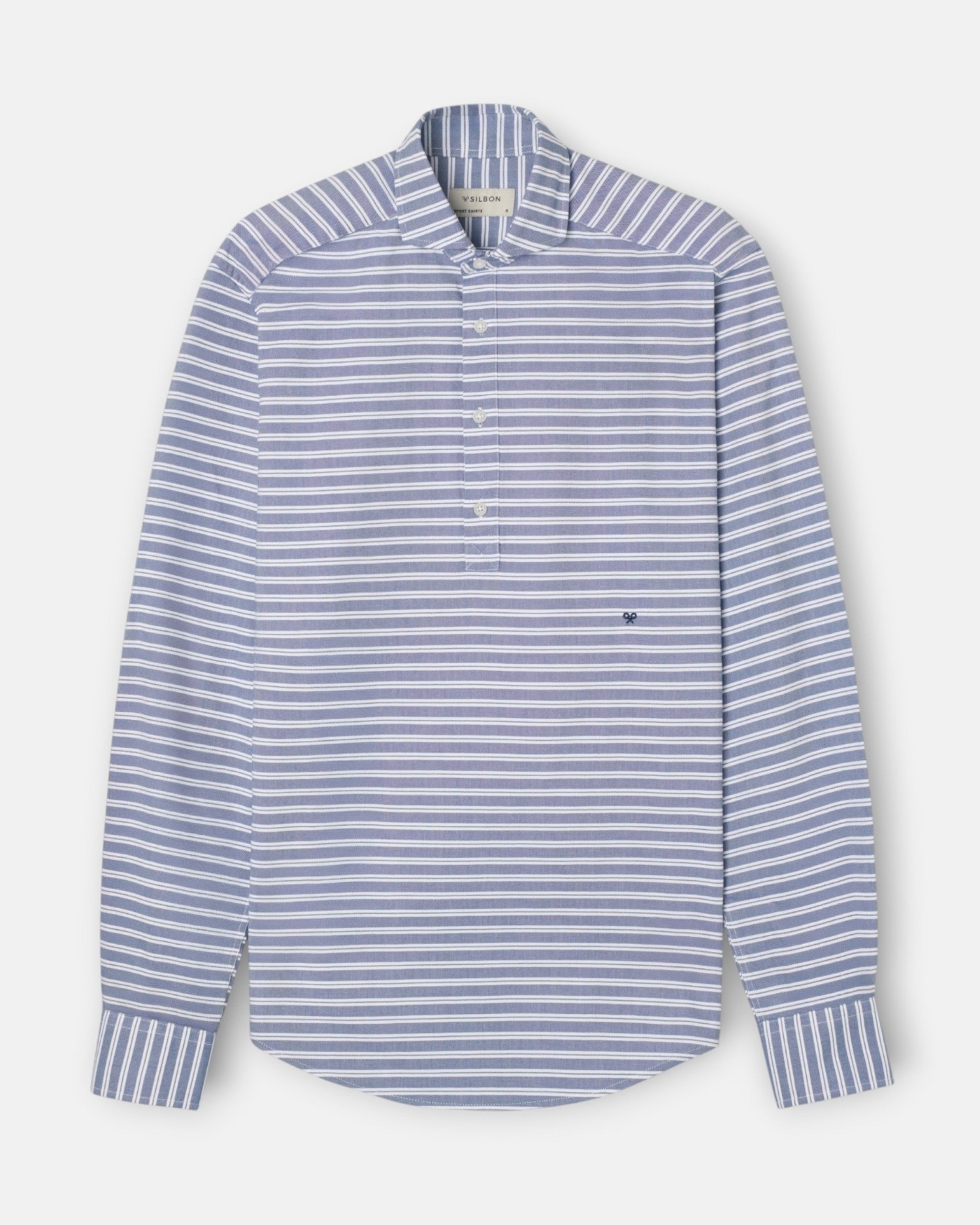 Polera de hombre oxford raya horizontal - Silbon - Azul marino Azul marino-5