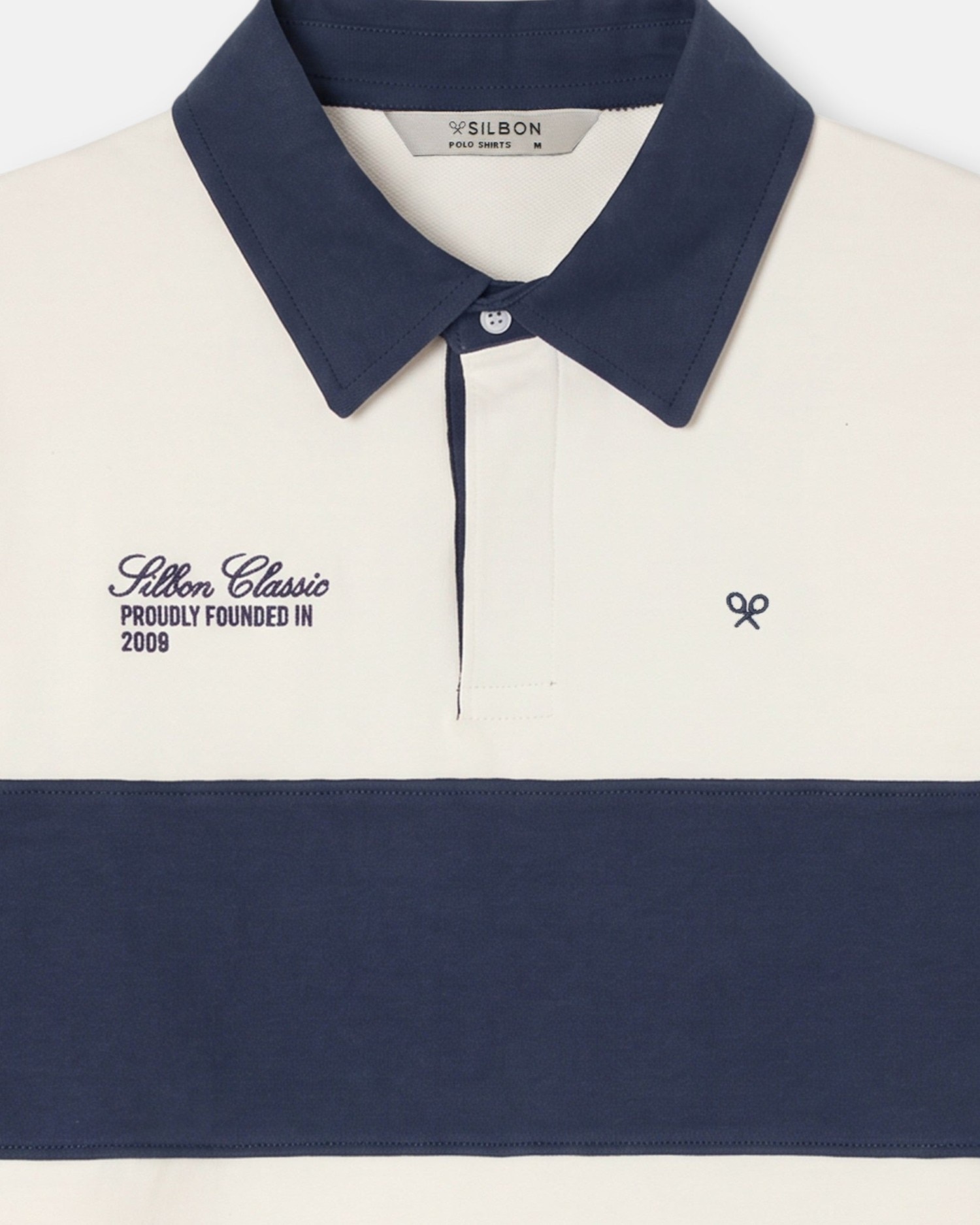 Polo de hombre manga larga raya - Silbon - Crema Crema-3
