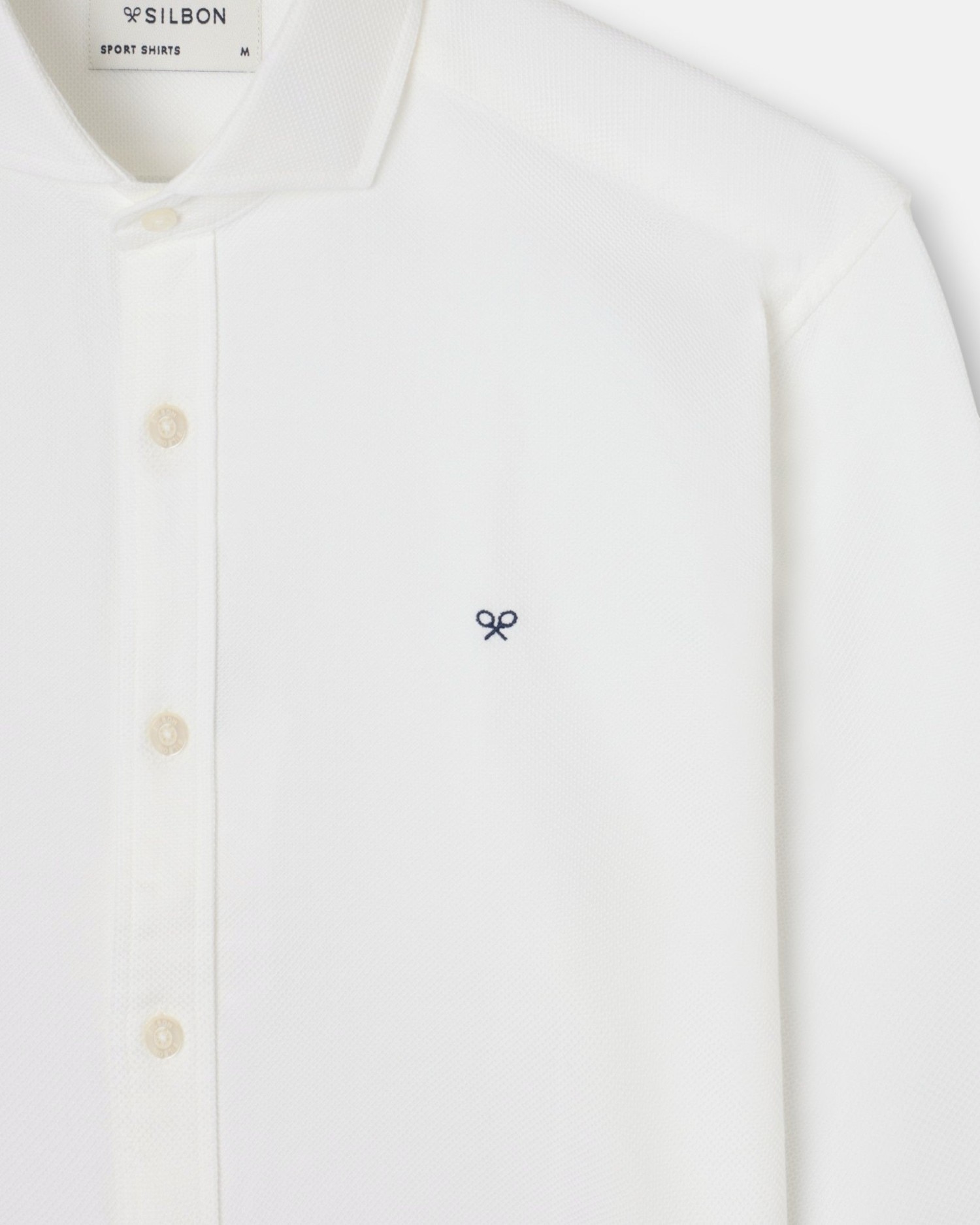 Camisa sport de hombre de estructura slim - Silbon - Blanco Blanco-3