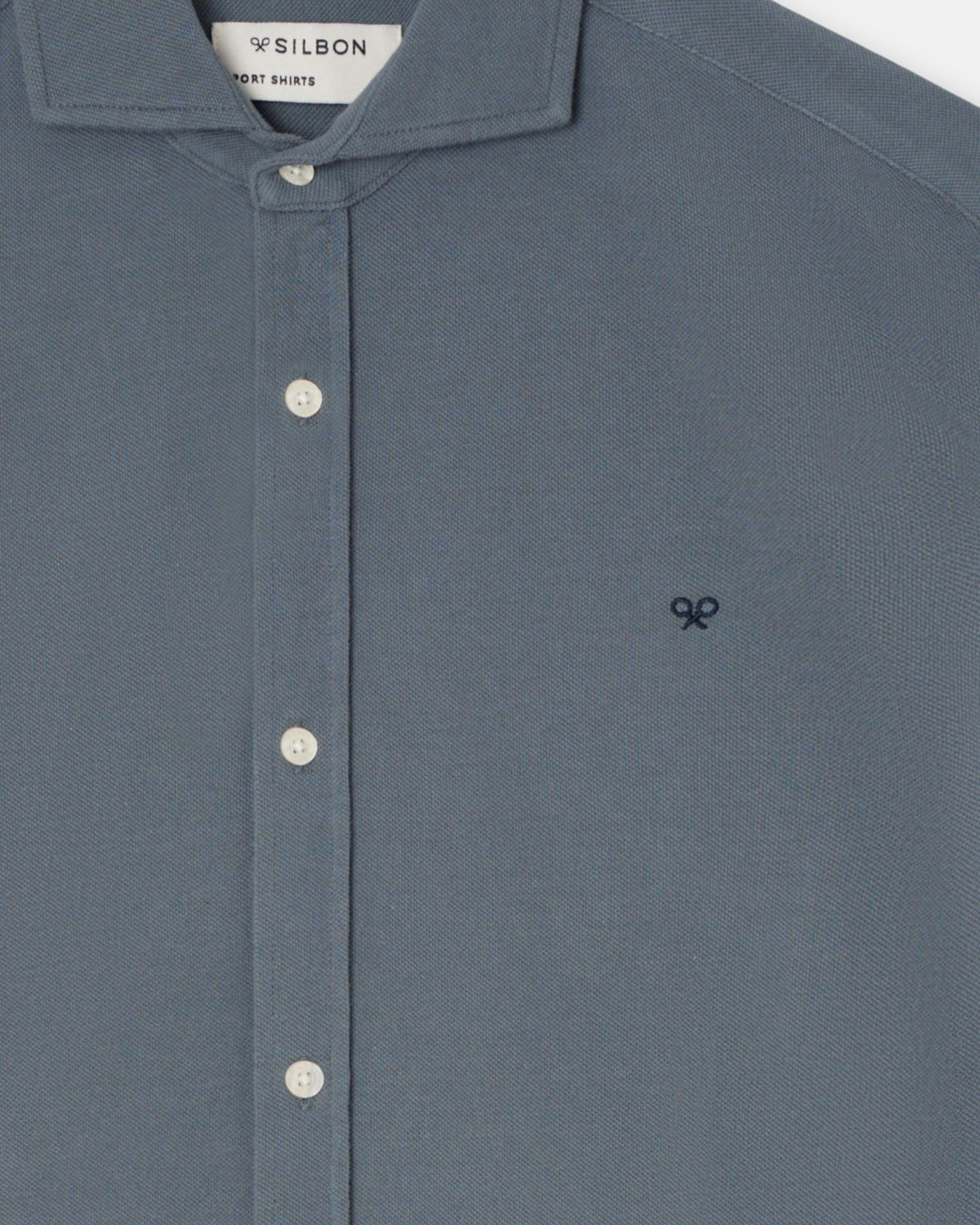 Camisa sport de hombre pique - Silbon - Azul grisáceo Azul grisáceo-3