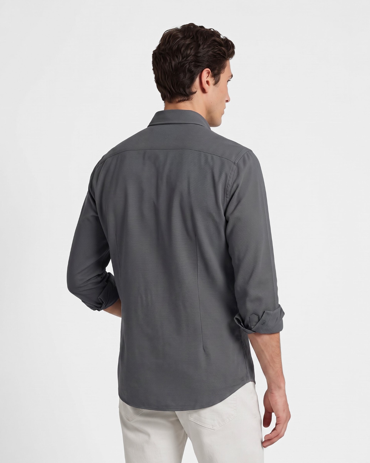 Camisa sport de hombre de estructura slim - Silbon - Verde oscuro Verde oscuro-2