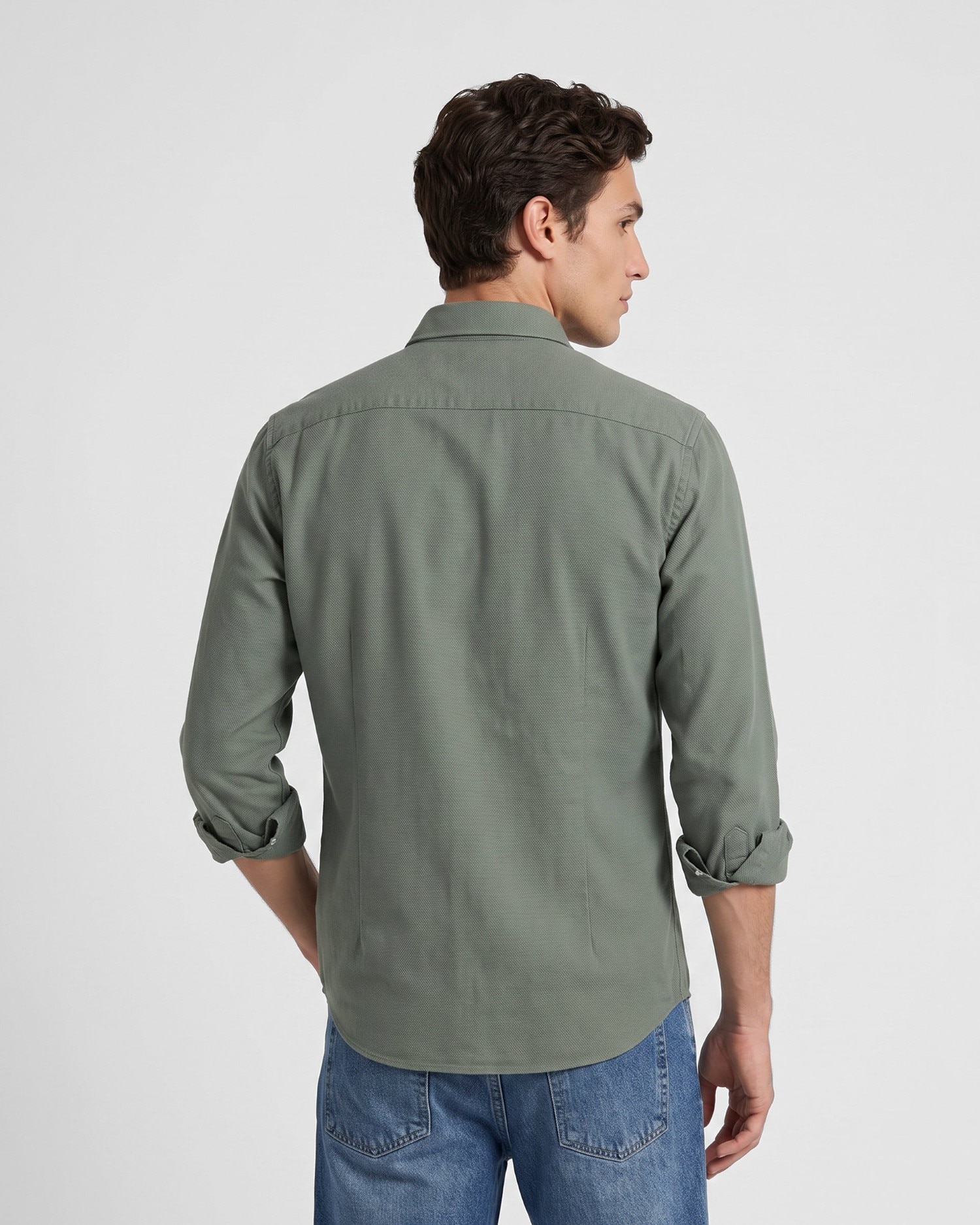 Camisa sport de hombre de estructura slim - Silbon - Verde Verde-2