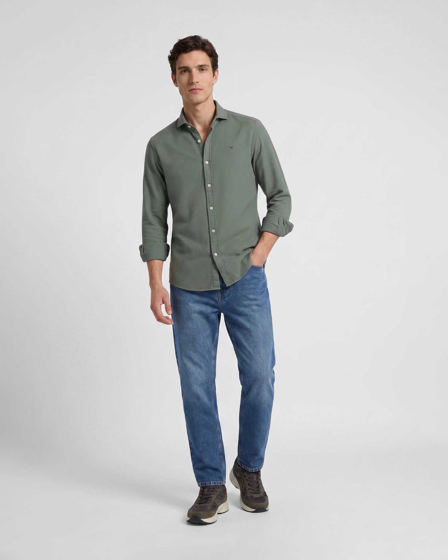 Camisa sport de hombre de estructura slim - Silbon - Verde Verde-3
