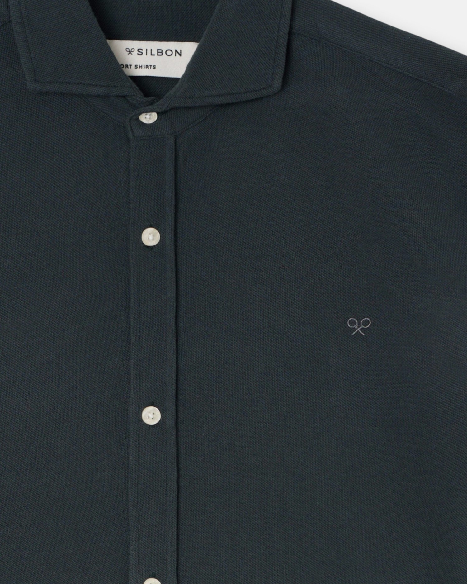 Camisa sport de hombre pique - Silbon - Verde oscuro Verde oscuro-3