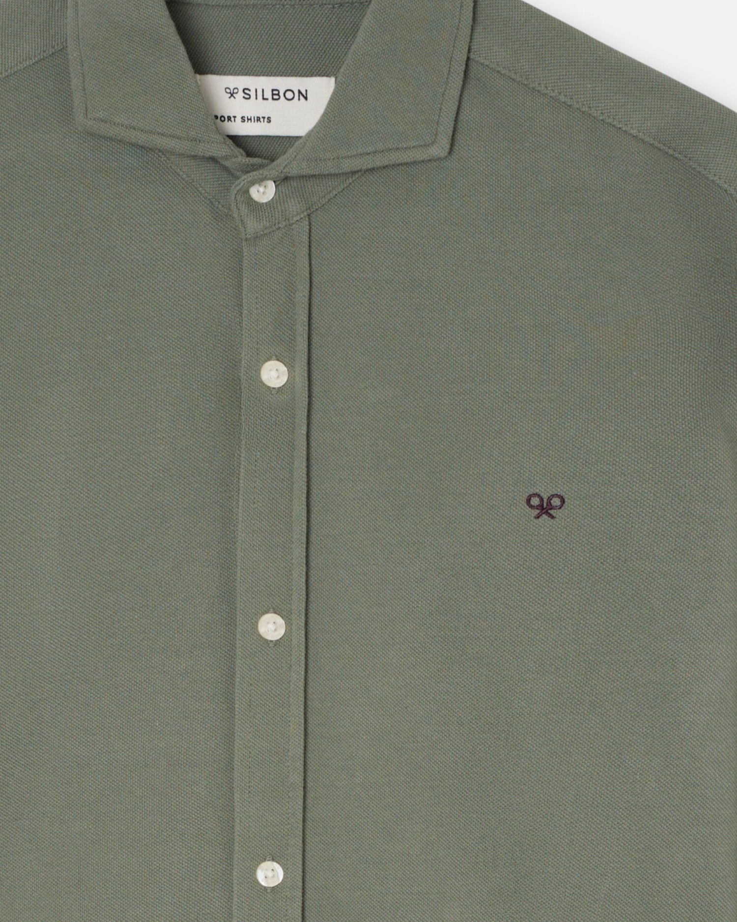 Camisa sport de hombre pique - Silbon - Verde claro Verde claro-3