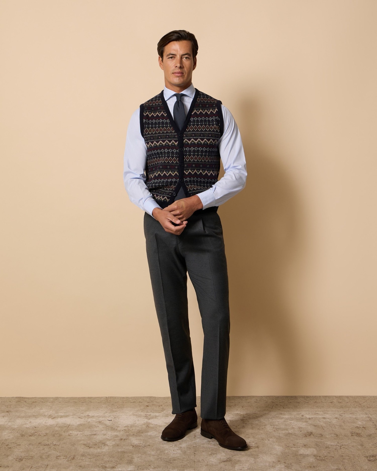 Imagen 1 de Chaleco de punto unique de hombre jacquard - Silbon - Azul marino Azul marino