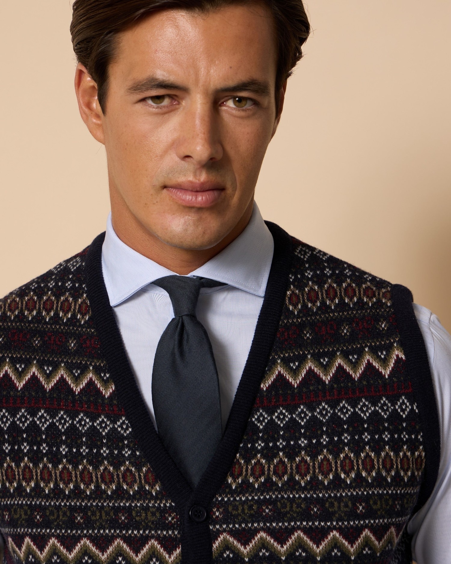 Imagen 3 de Chaleco de punto unique de hombre jacquard - Silbon - Azul marino Azul marino
