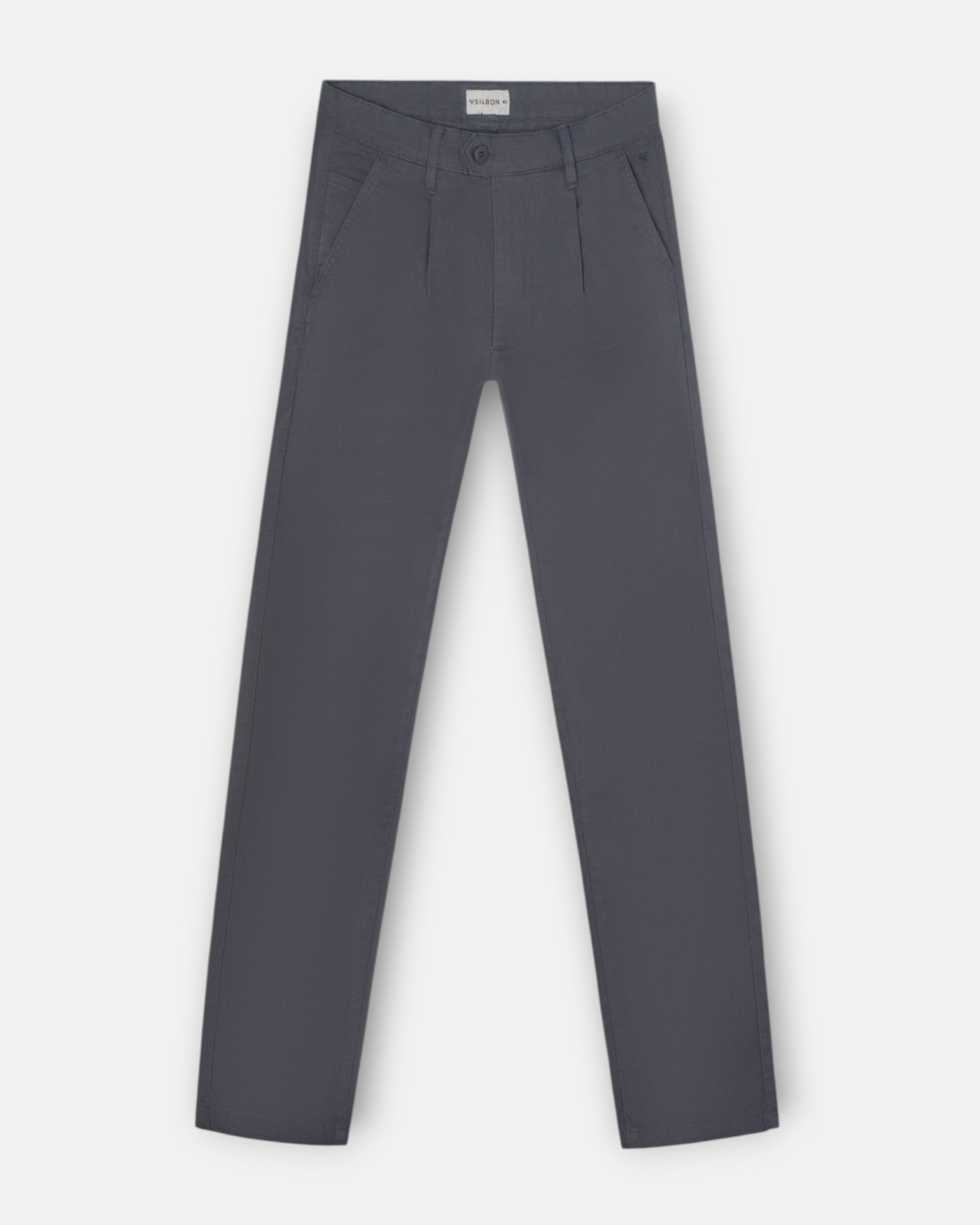 Pantalón de hombre sport chino pinza - Silbon - Gris marengo Gris marengo-1