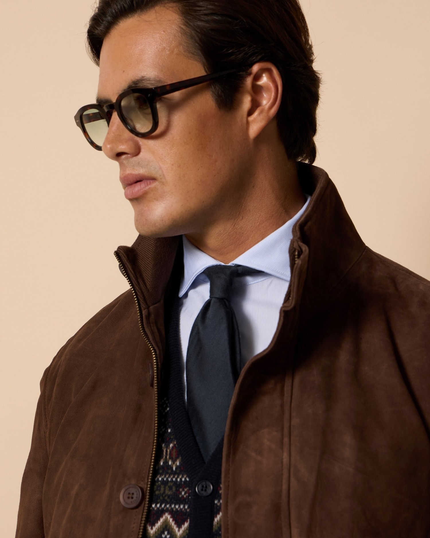 Imagen 3 de Chaqueta harrington unique de hombre de piel - Silbon - Marrón Marrón