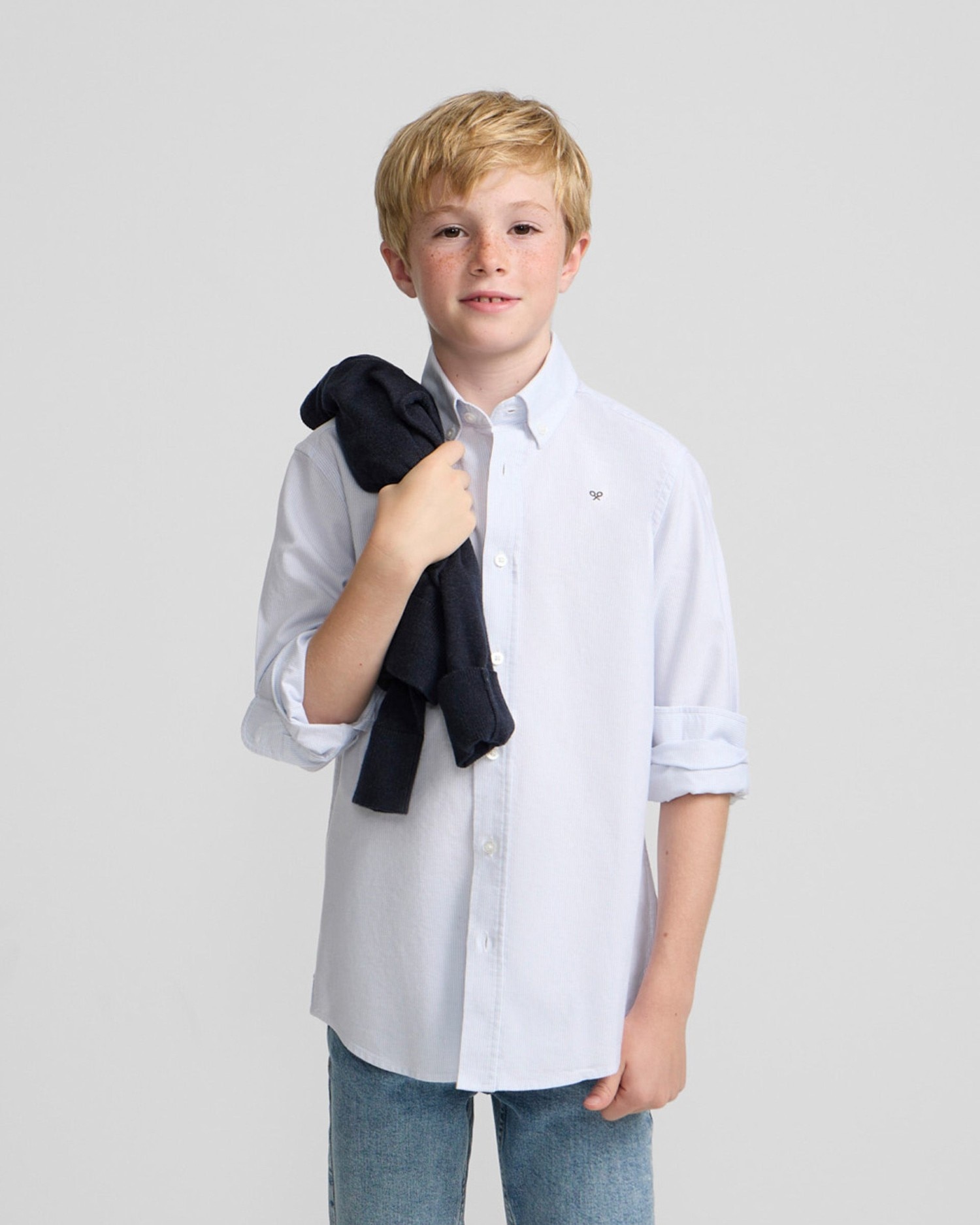 Imagen 0 de Camisa sport de niño oxford a rayas Azul celeste