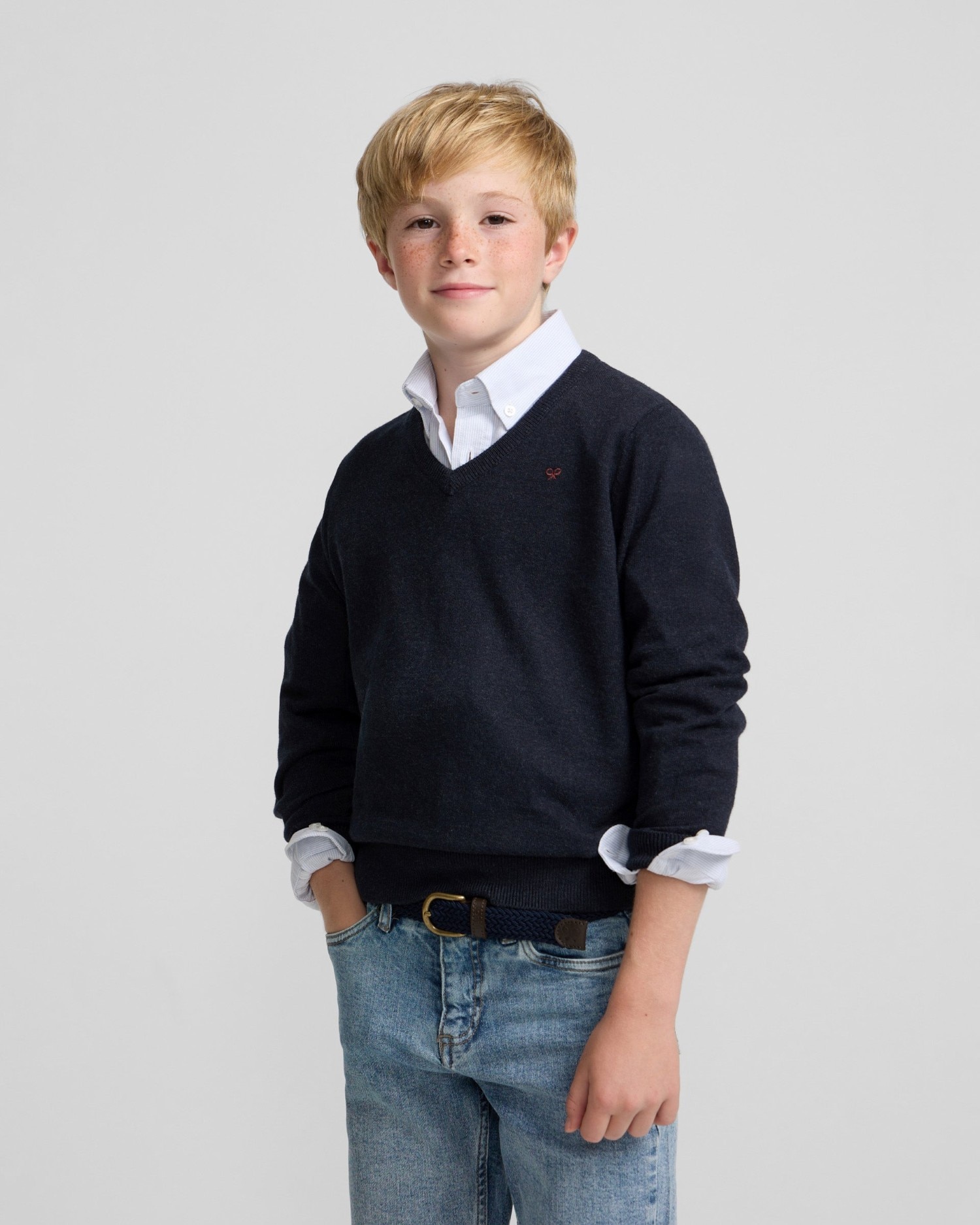 Imagen 0 de Jersey de niño con cuello de pico Azul marino