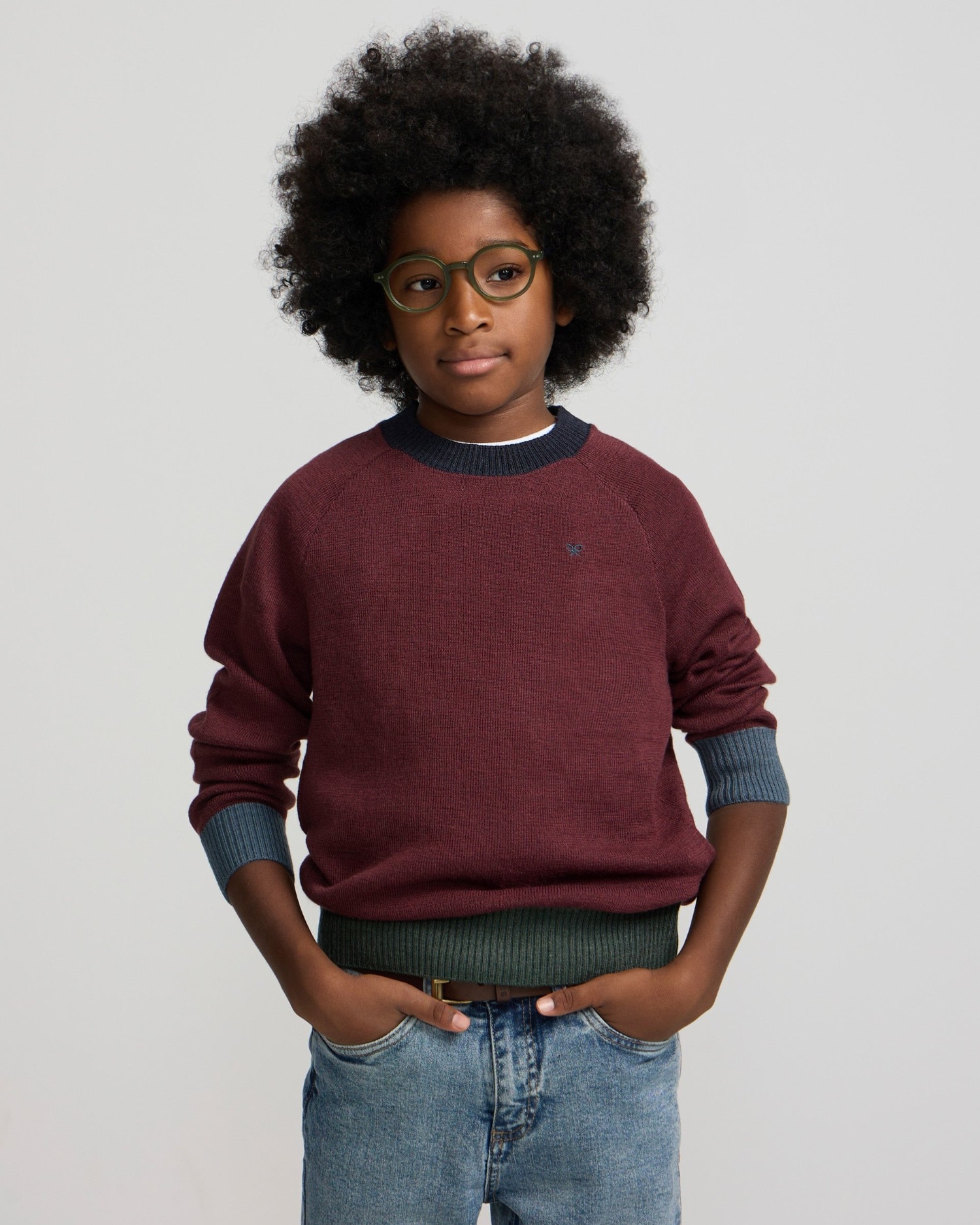 Jersey de niño con detalles a contraste - Silbon - Burdeos Burdeos-1